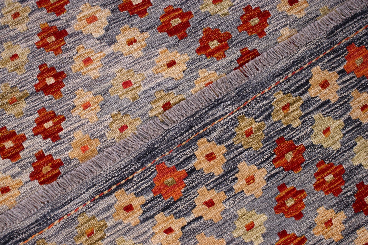 Kleurrijk Tapijt Laagpolig Handgeweven Wollen Vloerkleed - Omid Afghan Kelim 297x220
