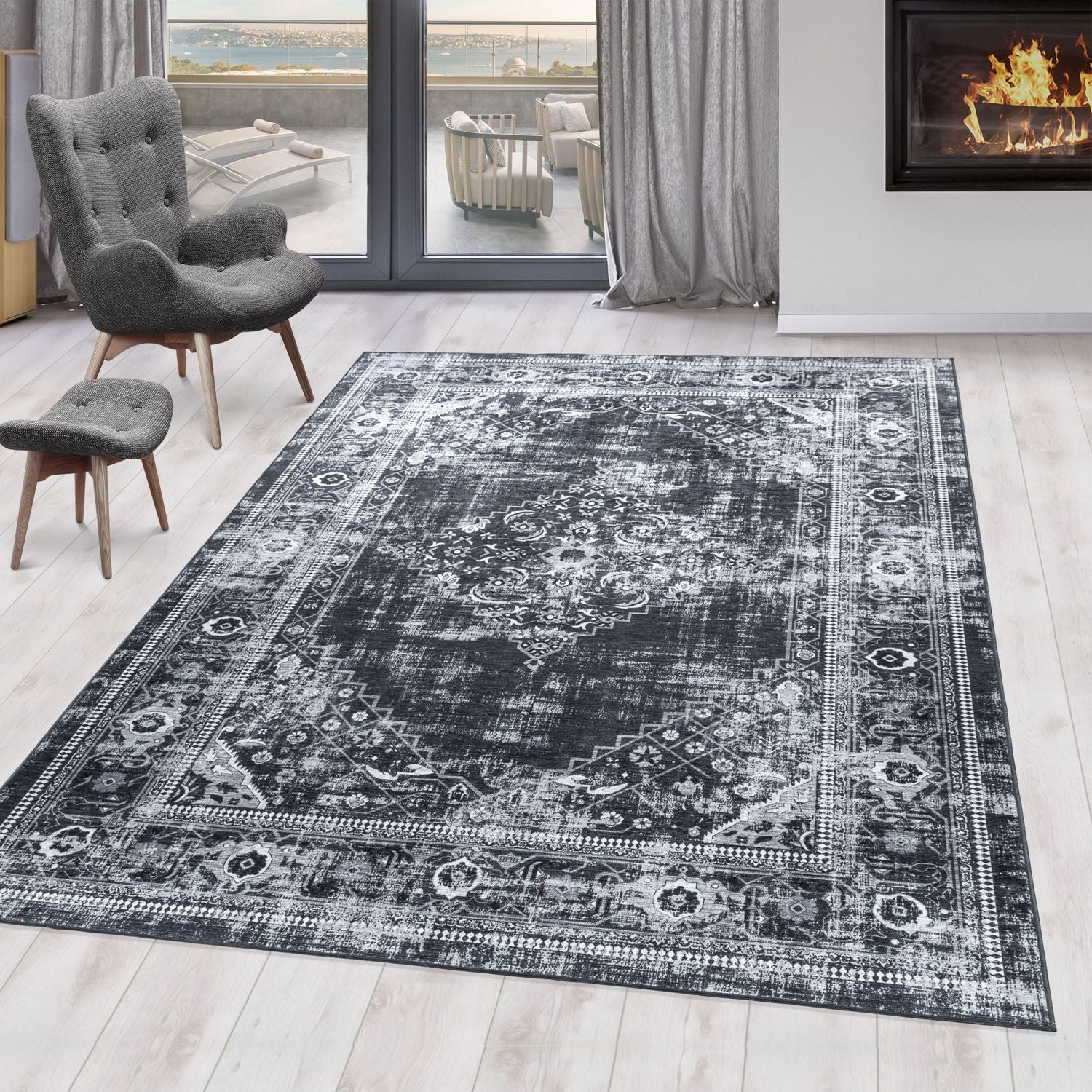 Zwart Tapijt Laagpolig Vloerkleed Omid ChromaticBlend Rugs