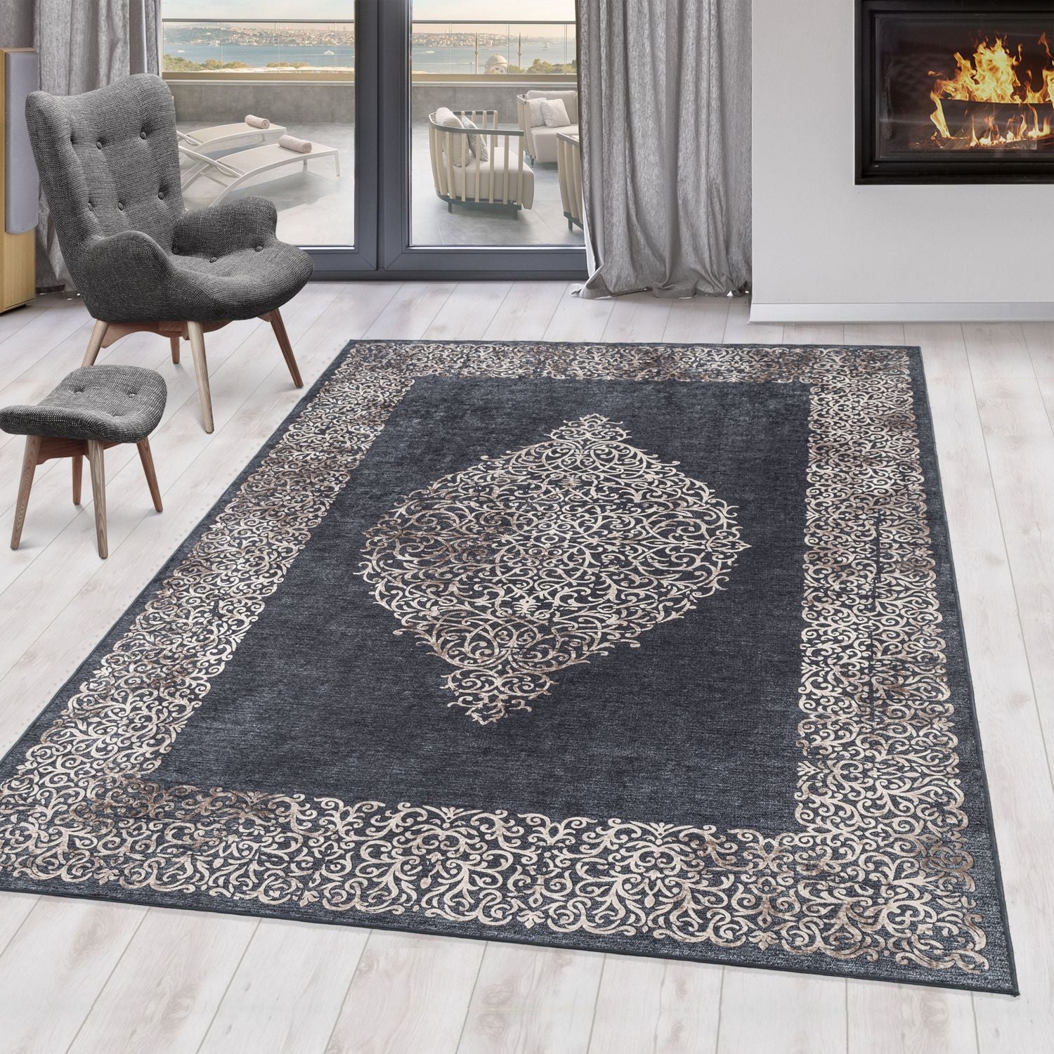 Zwart Tapijt Laagpolig Vloerkleed Omid ChromaticBlend Rugs
