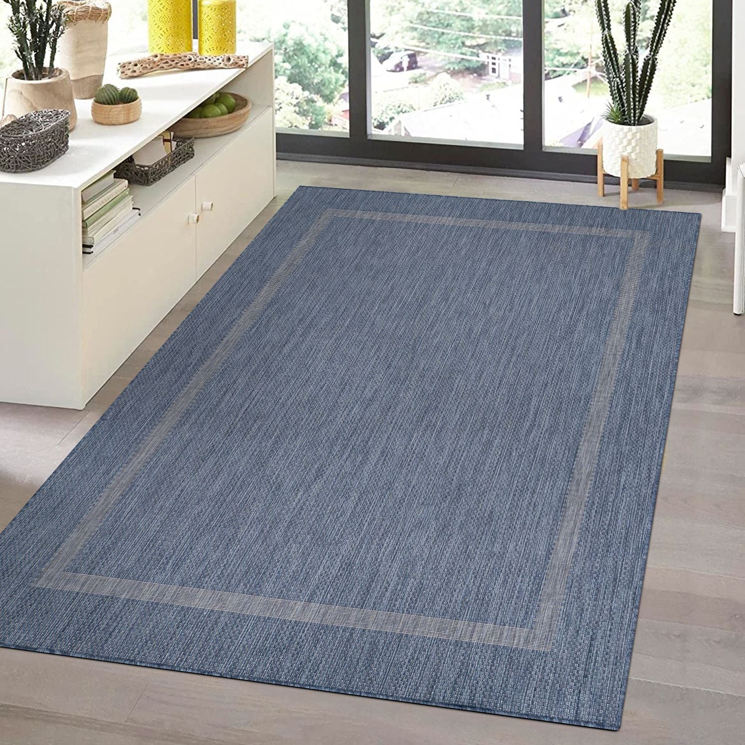 Blauw Tapijt Laagpolig Vloerkleed Omid  Indoor-Outdoor Harmony