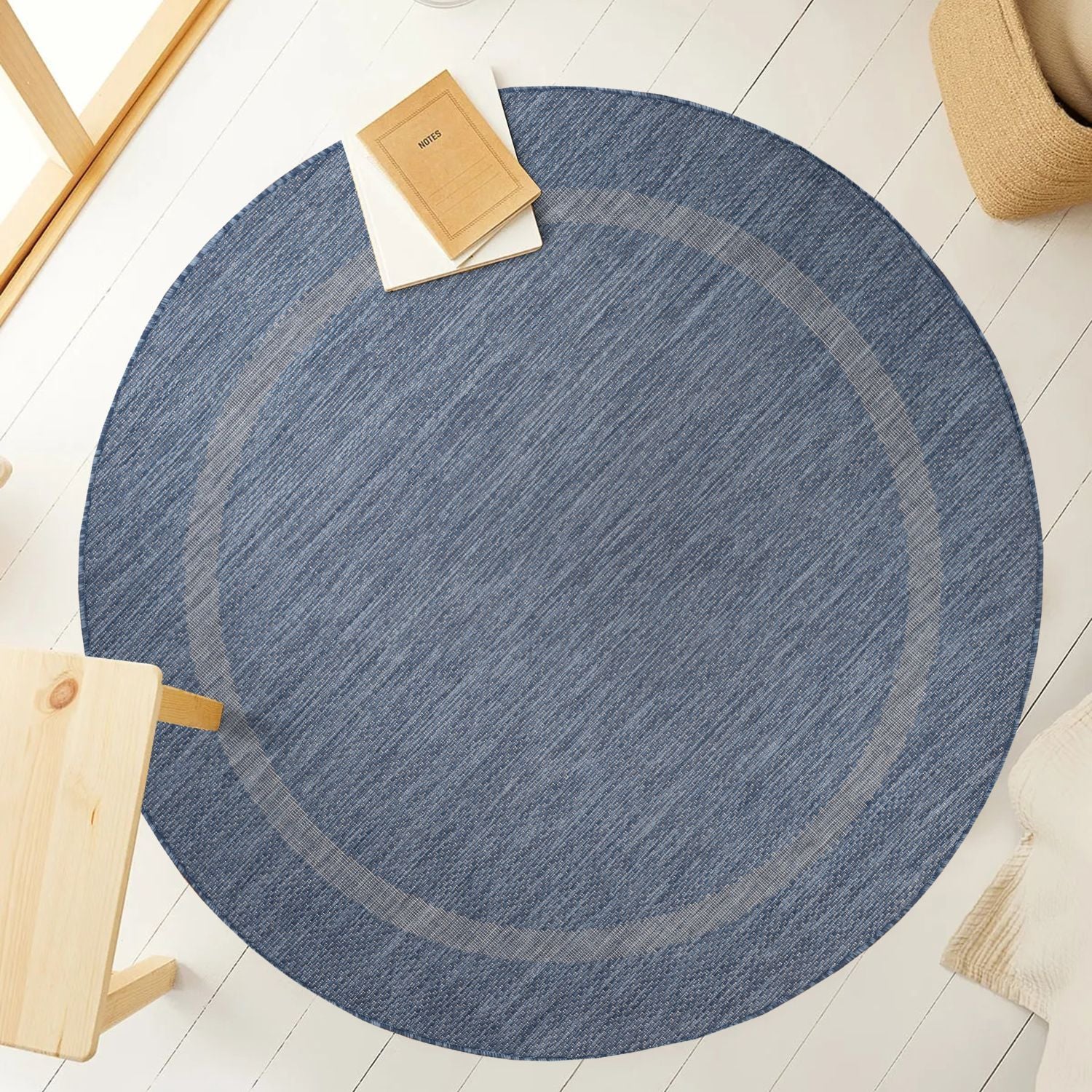 Blauw Tapijt Laagpolig Vloerkleed Omid  Indoor-Outdoor Harmony