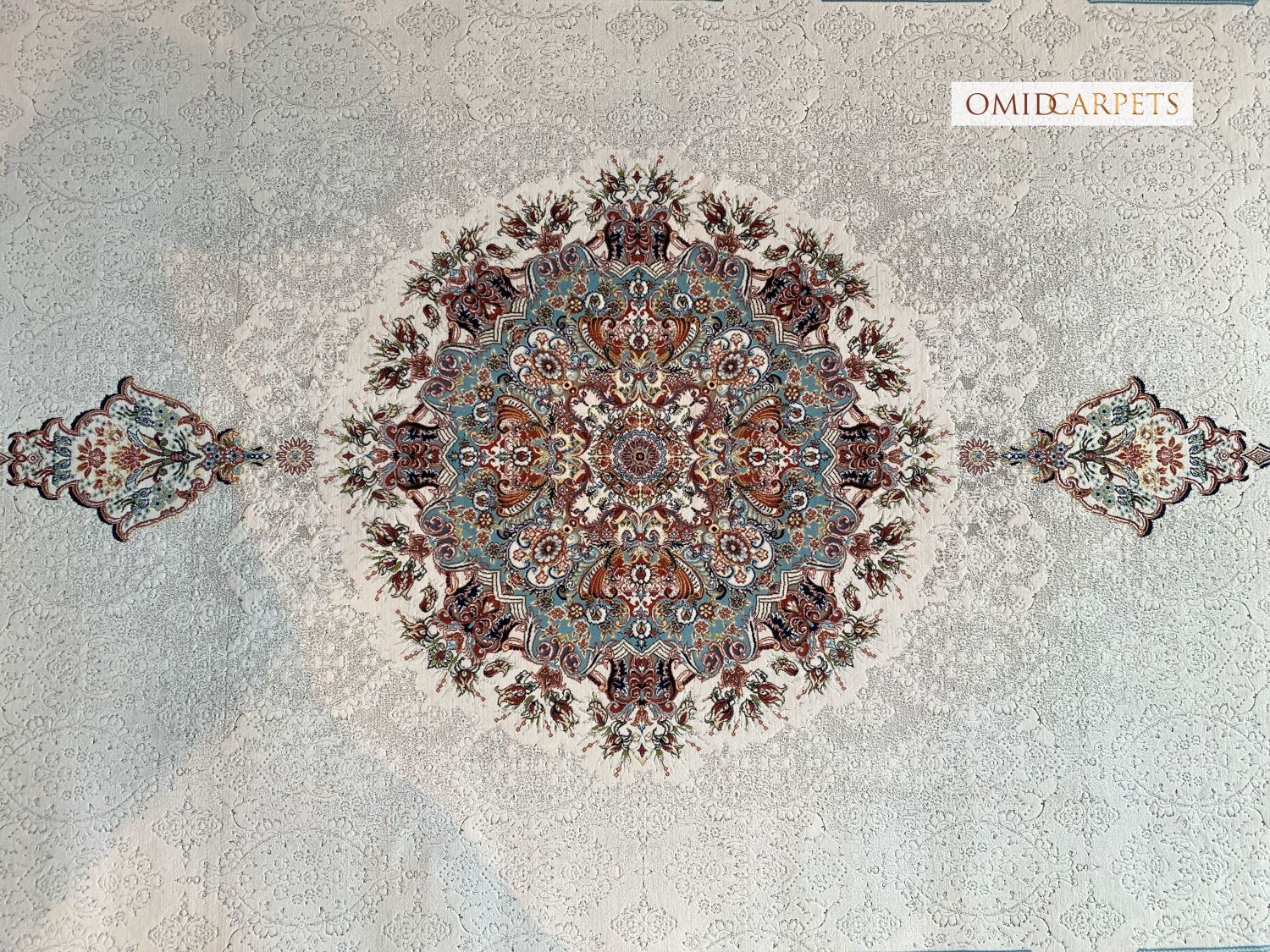 قالین 1200 شانه * Crème Tapijt Laagpolig Klassiek Vloerkleed - Omid Premium Classic Hand Look - 3 Miljoen punten/m²