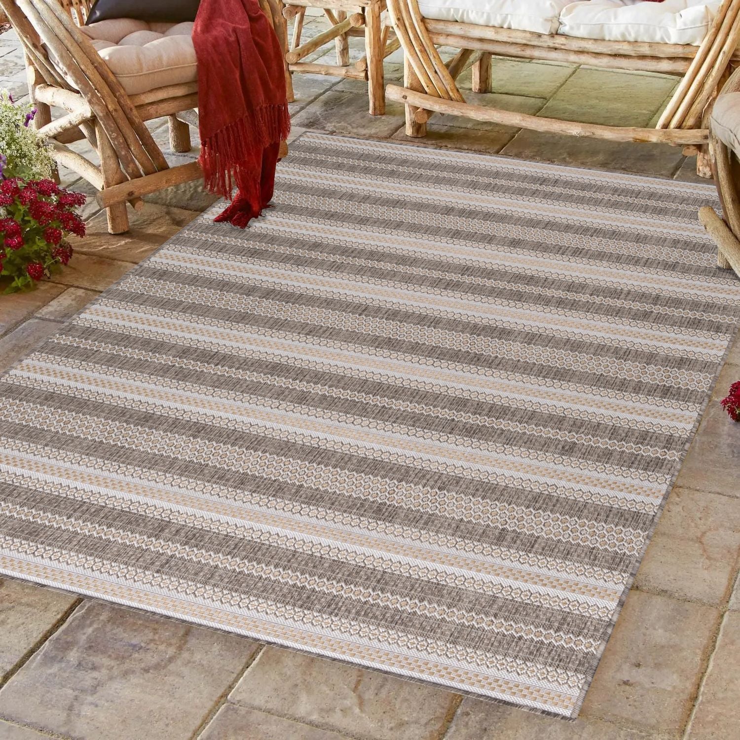 Beige Tapijt Laagpolig Vloerkleed Omid  Vivid Threads