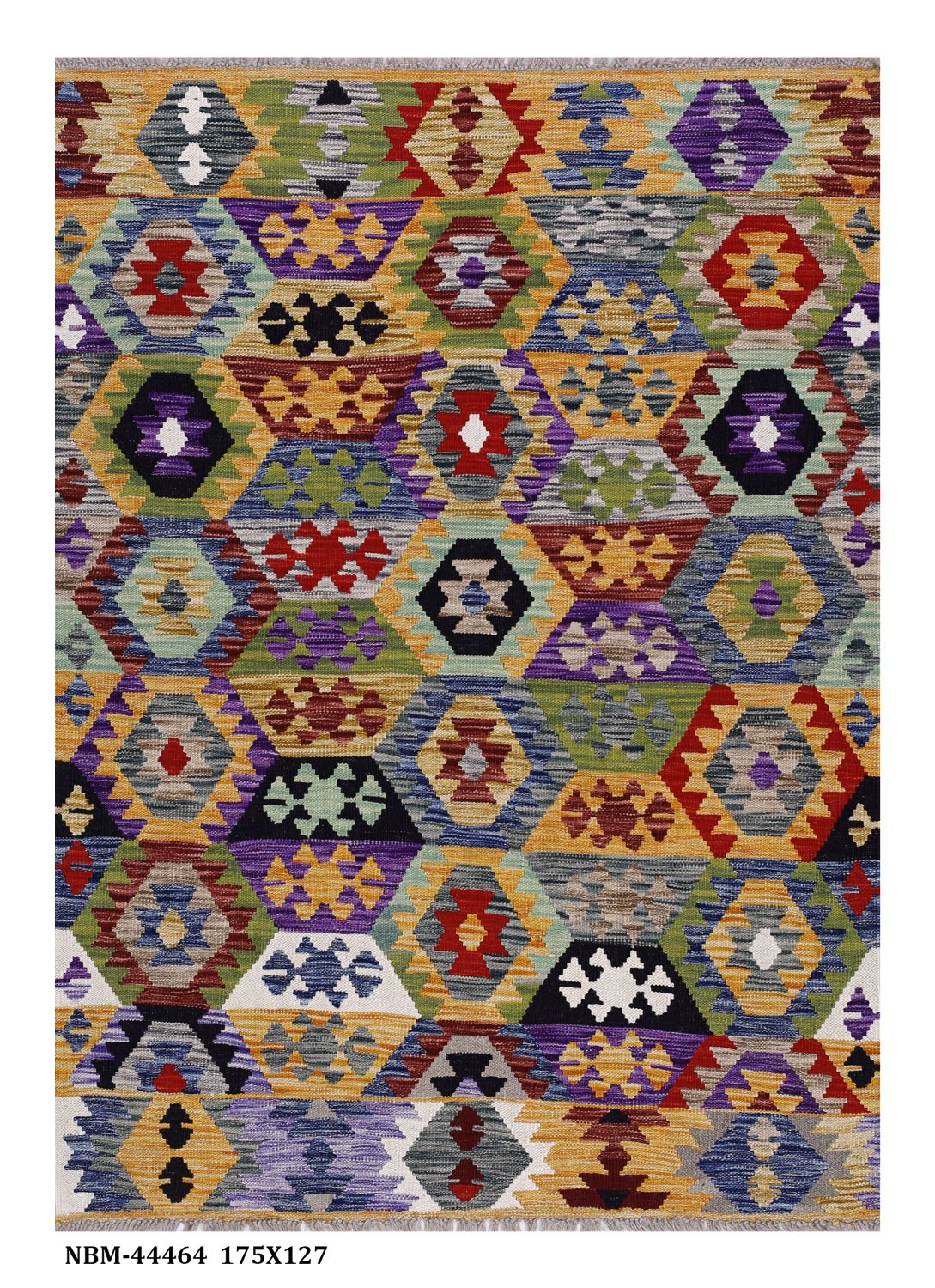Kleurrijk Tapijt Laagpolig Handgeweven Wollen Vloerkleed - Omid Afghan Kelim 175x127