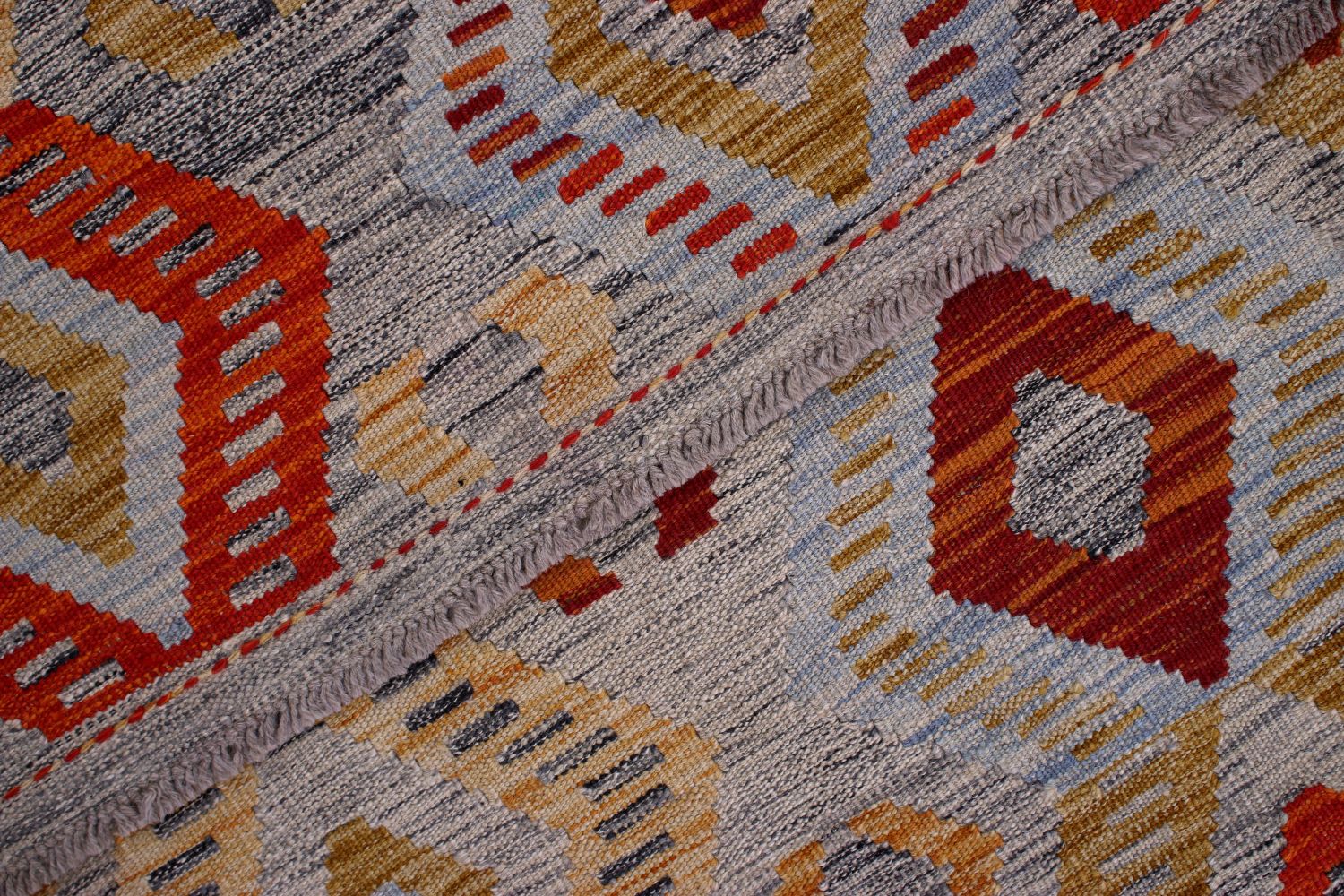 Kleurrijk Tapijt Laagpolig Handgeweven Wollen Vloerkleed - Omid Afghan Kelim 244x179