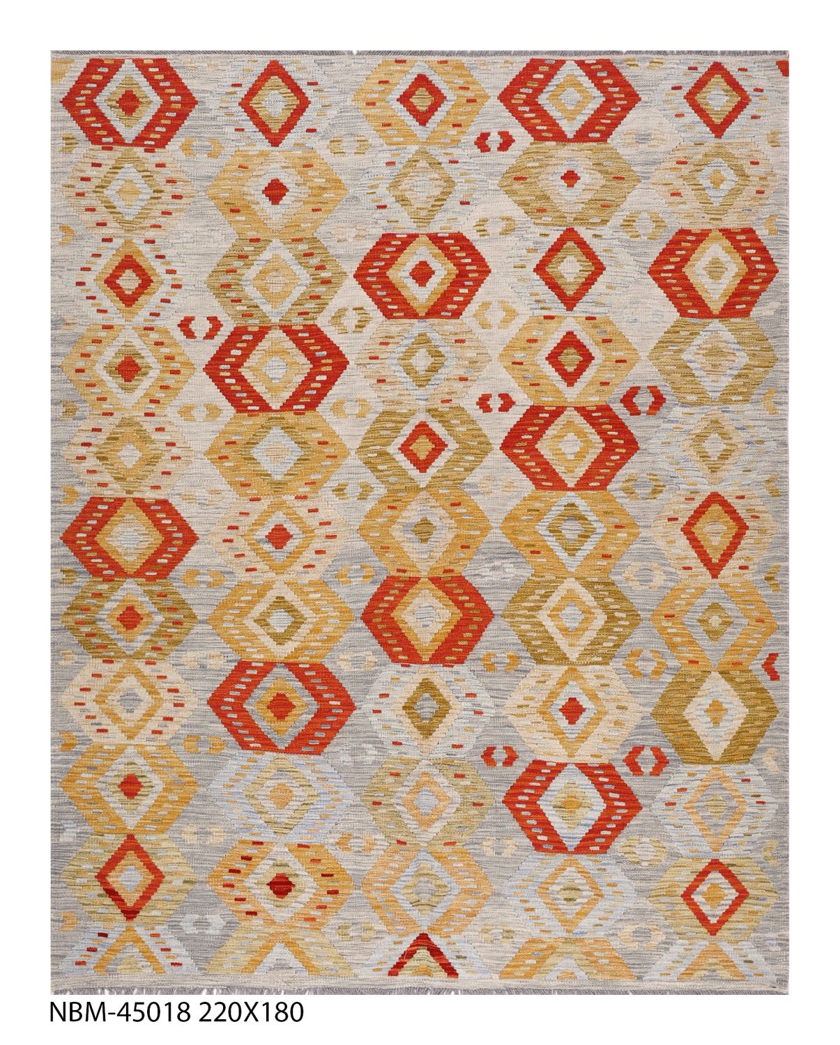 Kleurrijk Tapijt Laagpolig Handgeweven Wollen Vloerkleed - Omid Afghan Kelim 220x180