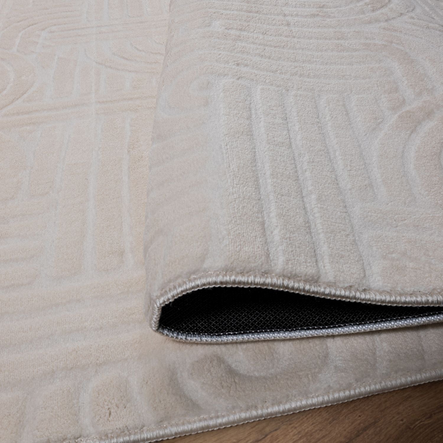 Crème Tapijt Wasbaar Laagpolig Vloerkleed met Anti Slip Omid Japandi Stijl Wasbaar op 30° - Omid Carpets