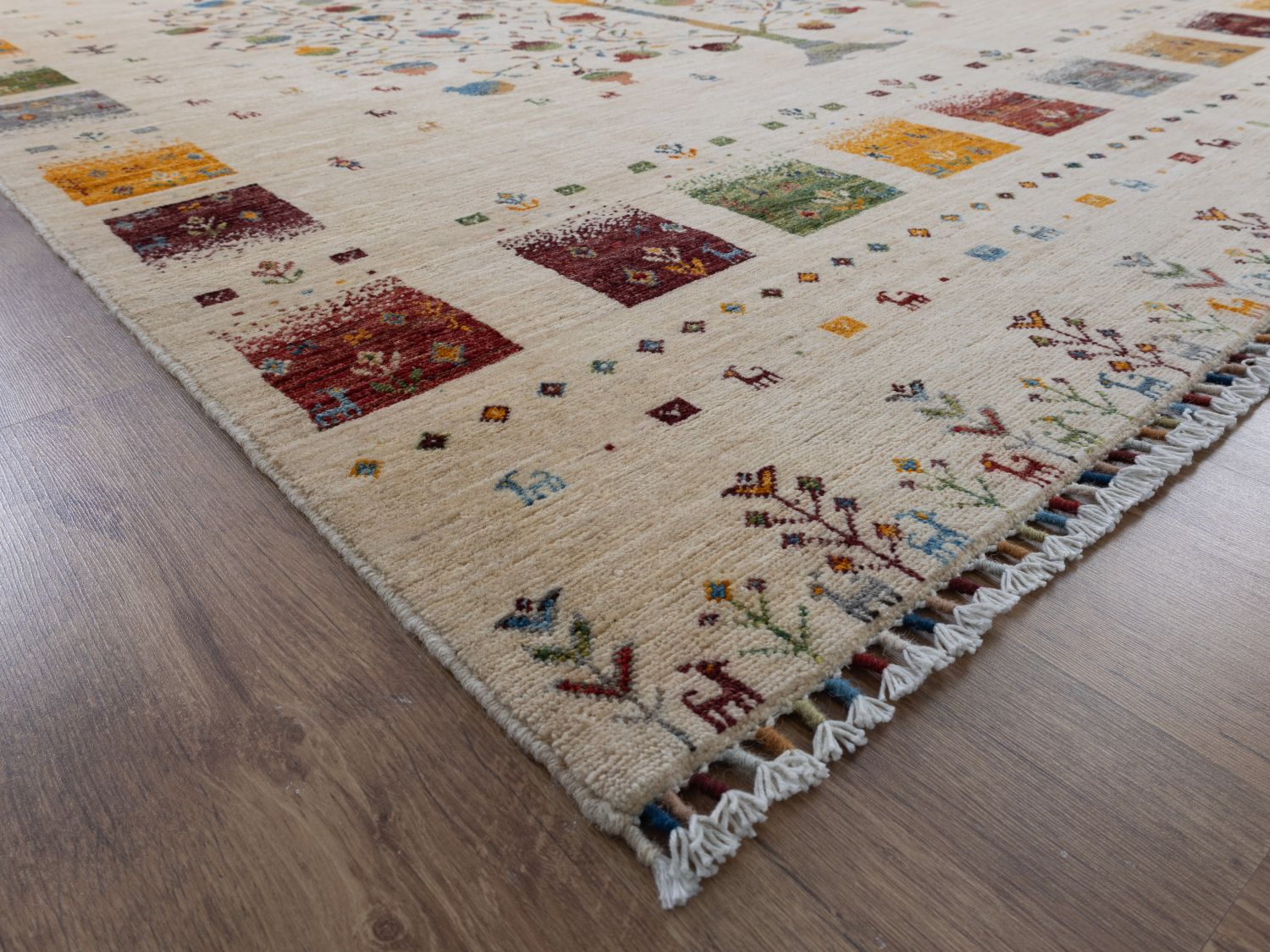 Afghaans Tapijt Laagpolig Handgeknoopt Wollen Vloerkleed - Omid Afghan Wool Luxury 297x194 - Omid Carpets