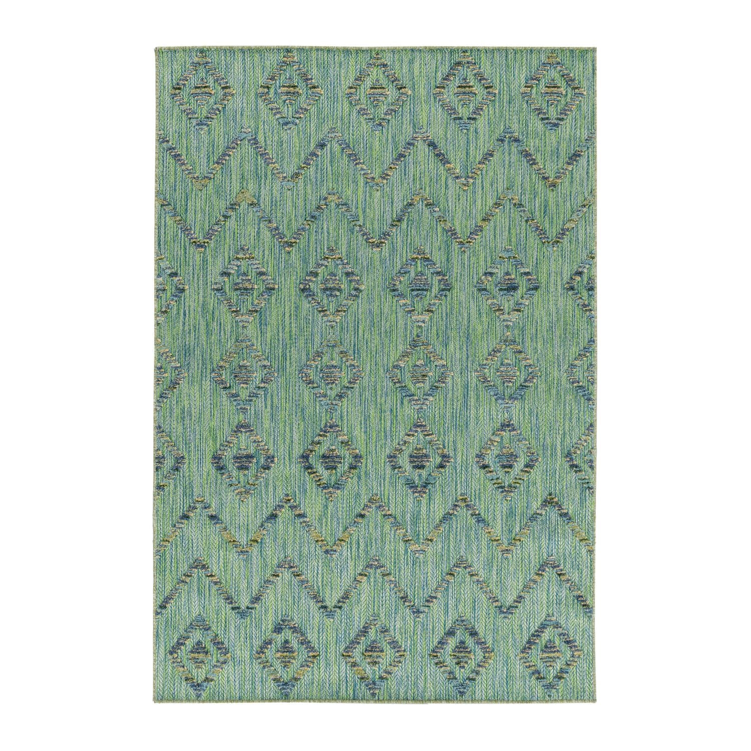 Groen Tapijt Laagpolig Vloerkleed Omid Pattern Paradise