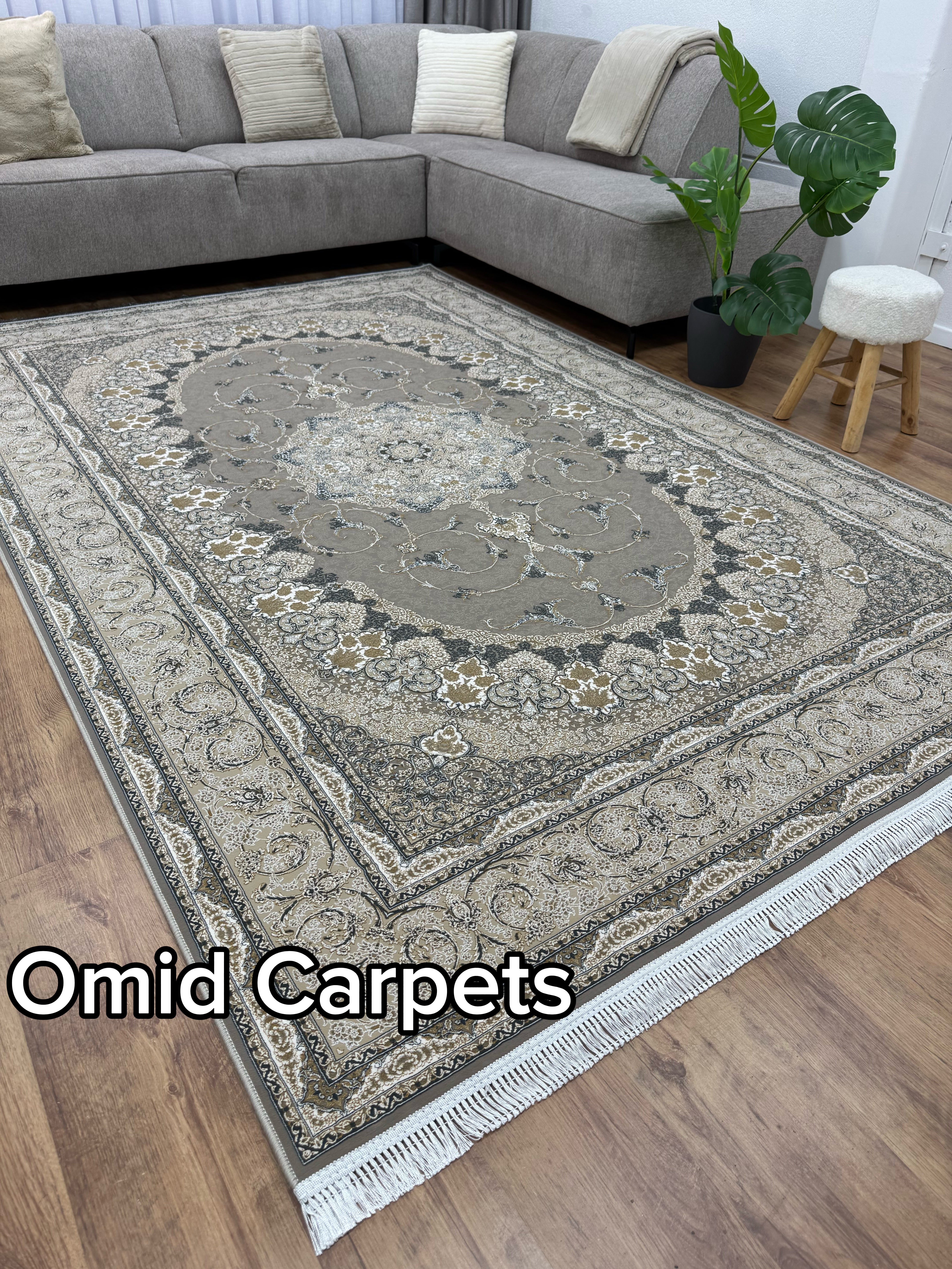 Tapis 1500 nœuds * Tapis noir à poils ras classique - Omid Premium Classic Aspect fait main - 4,5 millions de points/m²