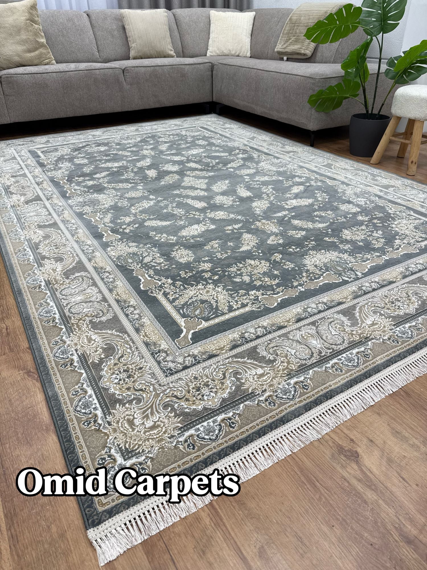 قالین 1500 شانه * DonkerGrijs Tapijt Laagpolig Klassiek Vloerkleed - Omid Premium Classic Hand Look - 4,5 Miljoen punten/m²