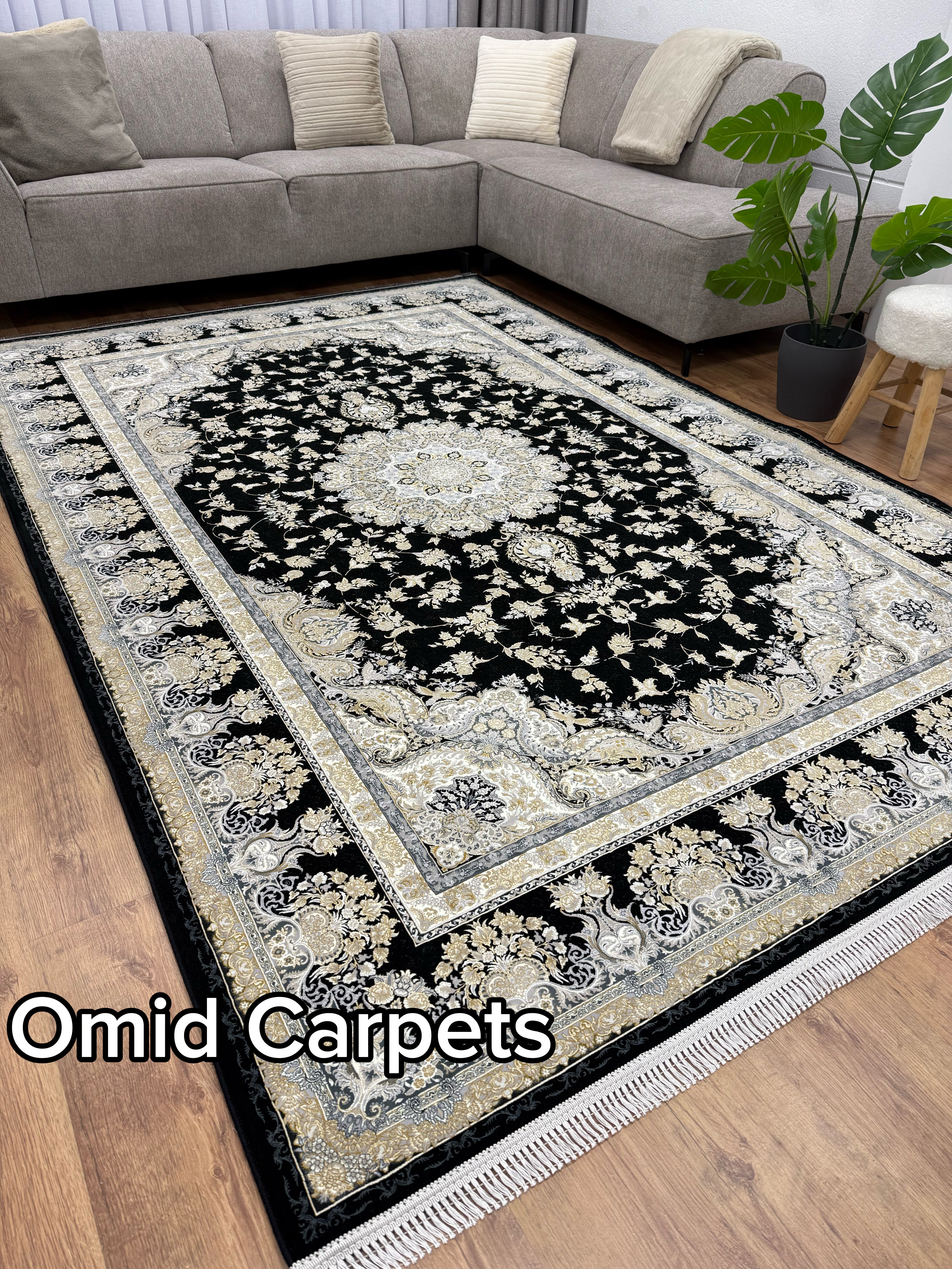 1500-Row Carpet * Zwart Low-Pile Classic Rug - Omid Premium Classic Hand Look - 4.5 Million Points/m²