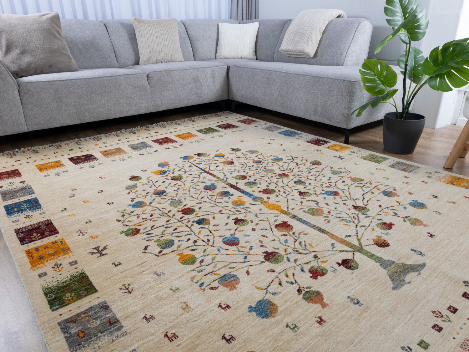 Afghaans Tapijt Laagpolig Handgeknoopt Wollen Vloerkleed - Omid Afghan Wool Luxury 297x194 - Omid Carpets