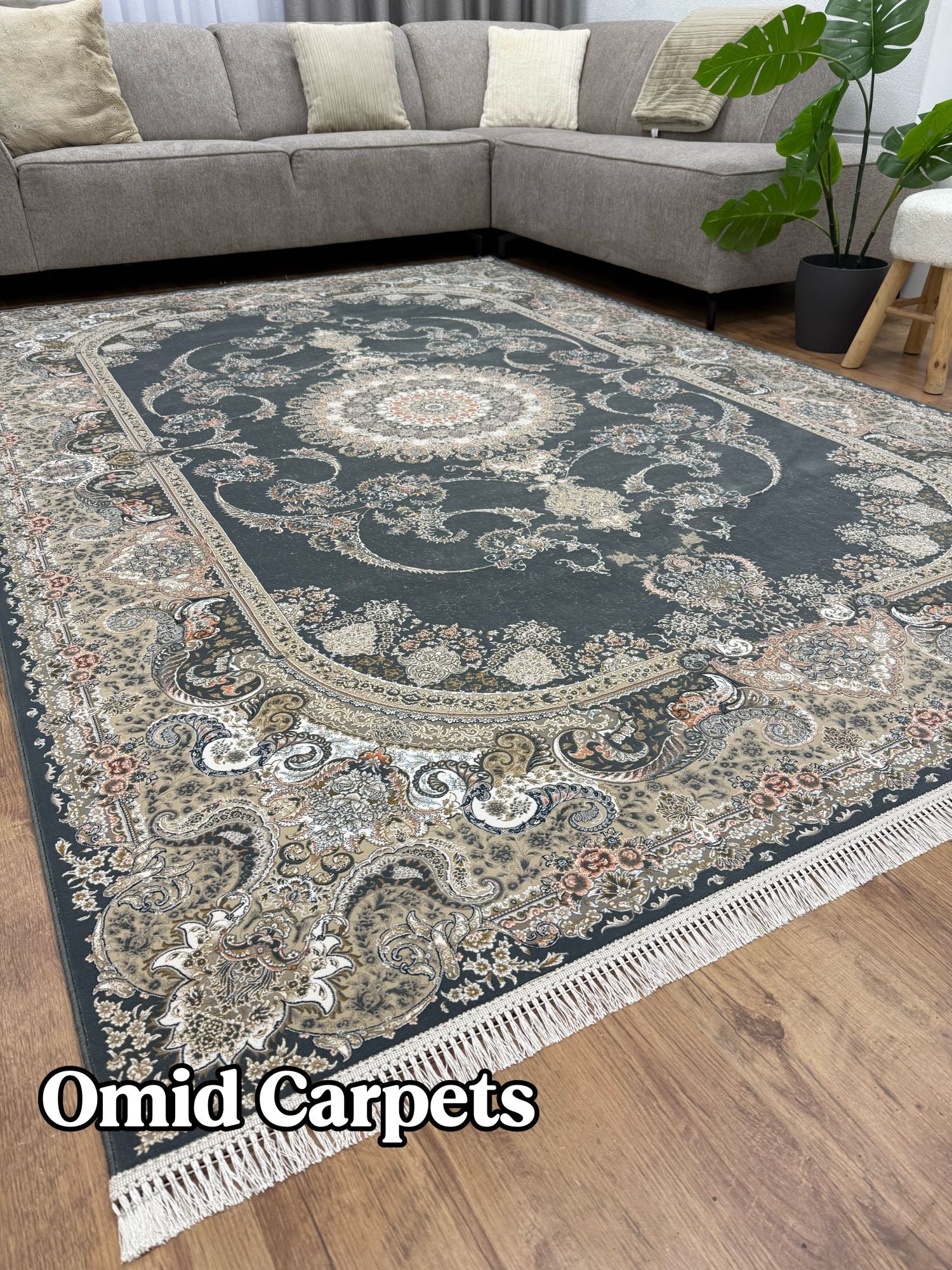 قالین 1500 شانه * DonkerGrijs Tapijt Laagpolig Klassiek Vloerkleed - Omid Premium Classic Hand Look - 4,5 Miljoen punten/m²