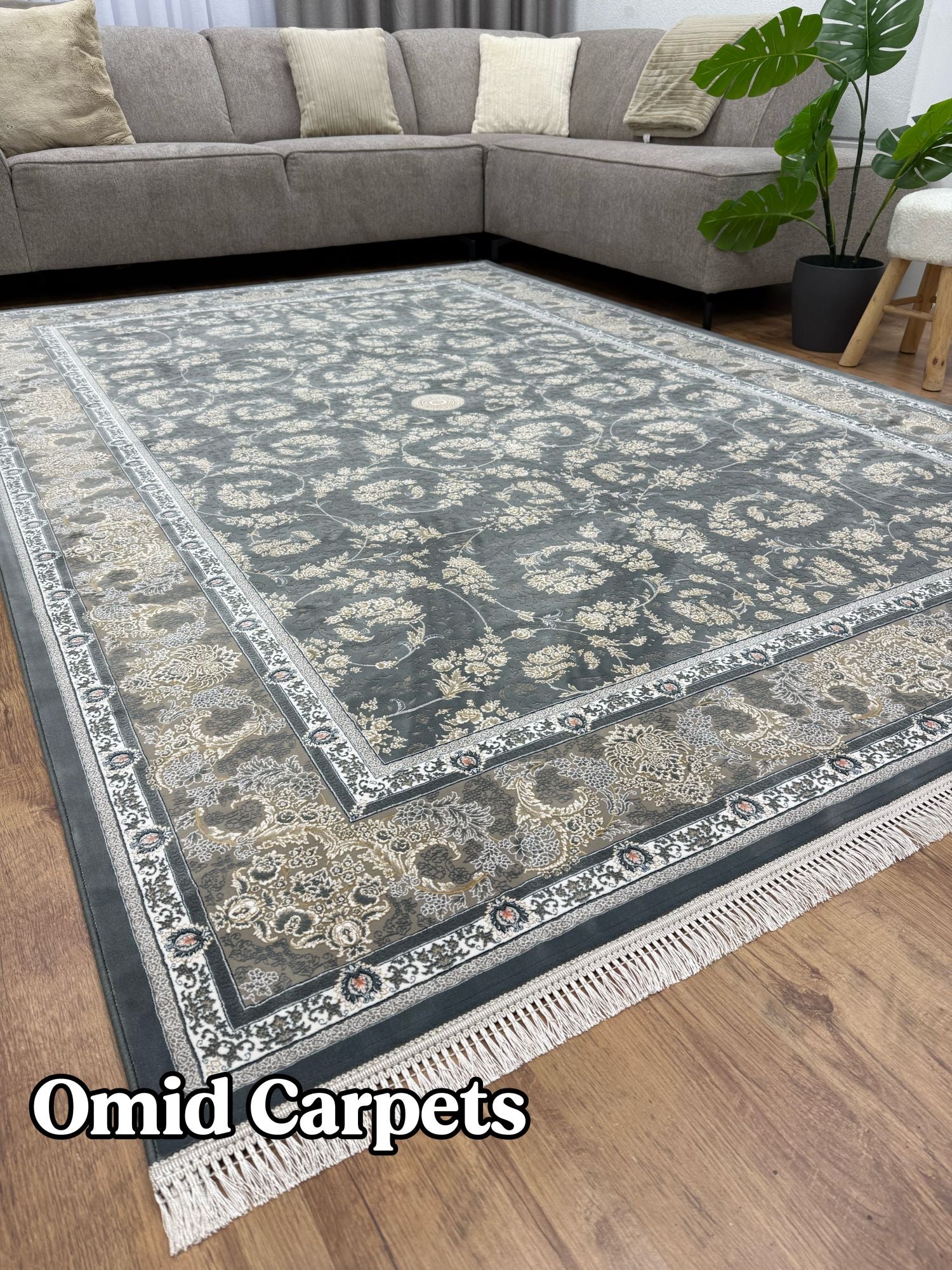 قالین 1500 شانه * DonkerGrijs Tapijt Laagpolig Klassiek Vloerkleed - Omid Premium Classic Hand Look - 4,5 Miljoen punten/m²