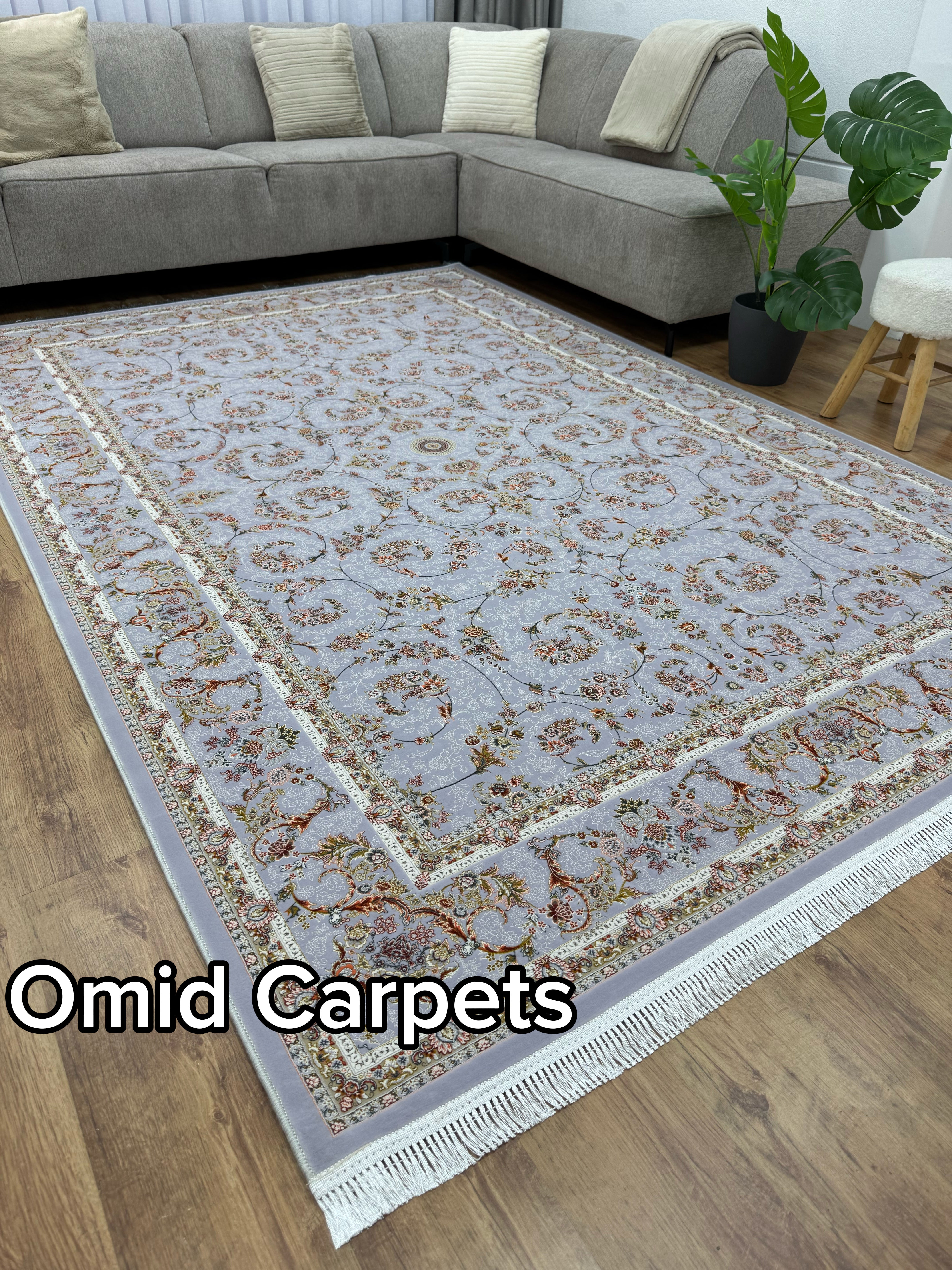1500 Ketteln Grijs Teppich Niedrigflor Klassischer Teppich - Omid Premium Classic Hand Look - 4,5 Millionen Punkte/m²