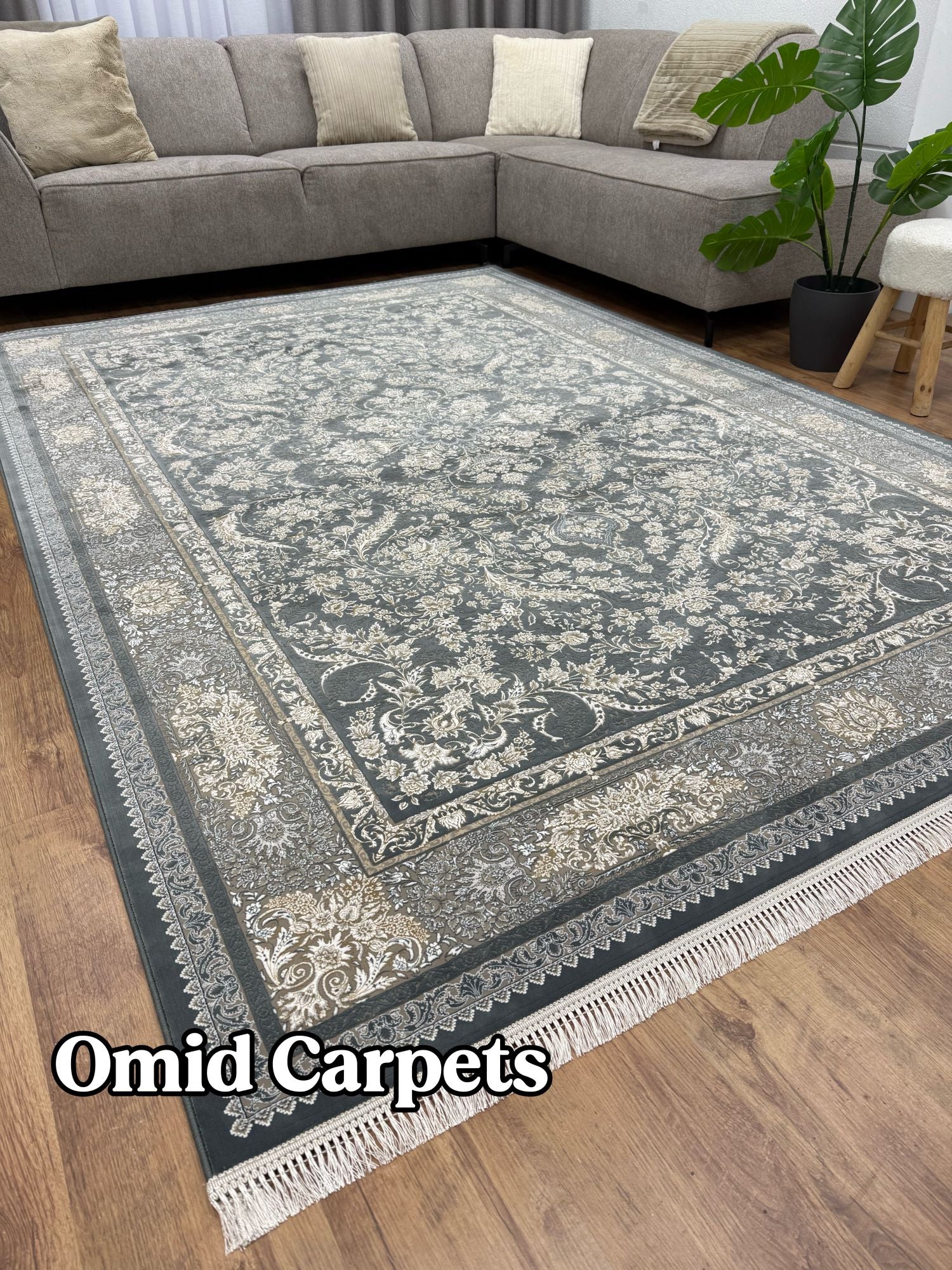 قالین 1500 شانه * DonkerGrijs Tapijt Laagpolig Klassiek Vloerkleed - Omid Premium Classic Hand Look - 4,5 Miljoen punten/m²