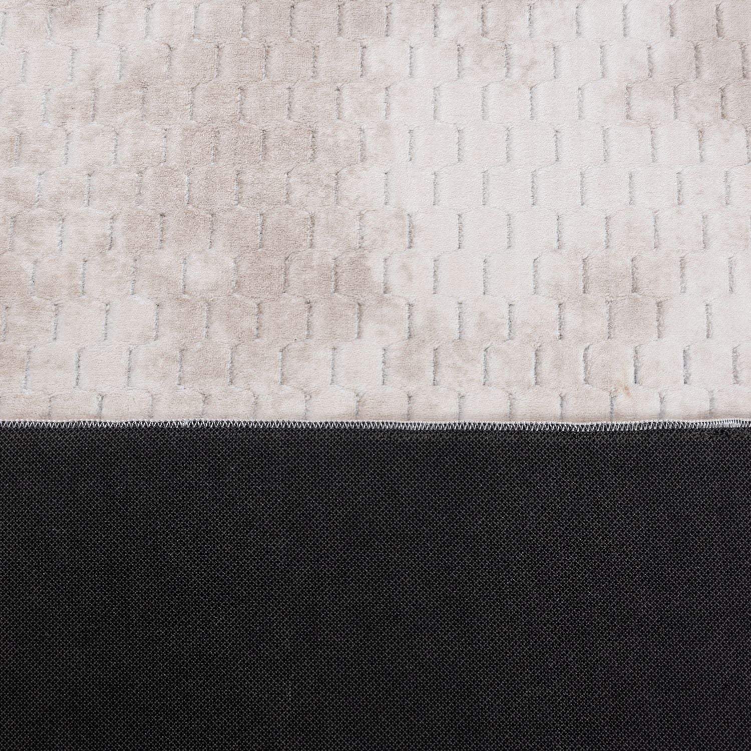 Crème Tapijt Wasbaar Laagpolig Vloerkleed met Anti Slip Omid Modula Wasbaar op 30° - Omid Carpets