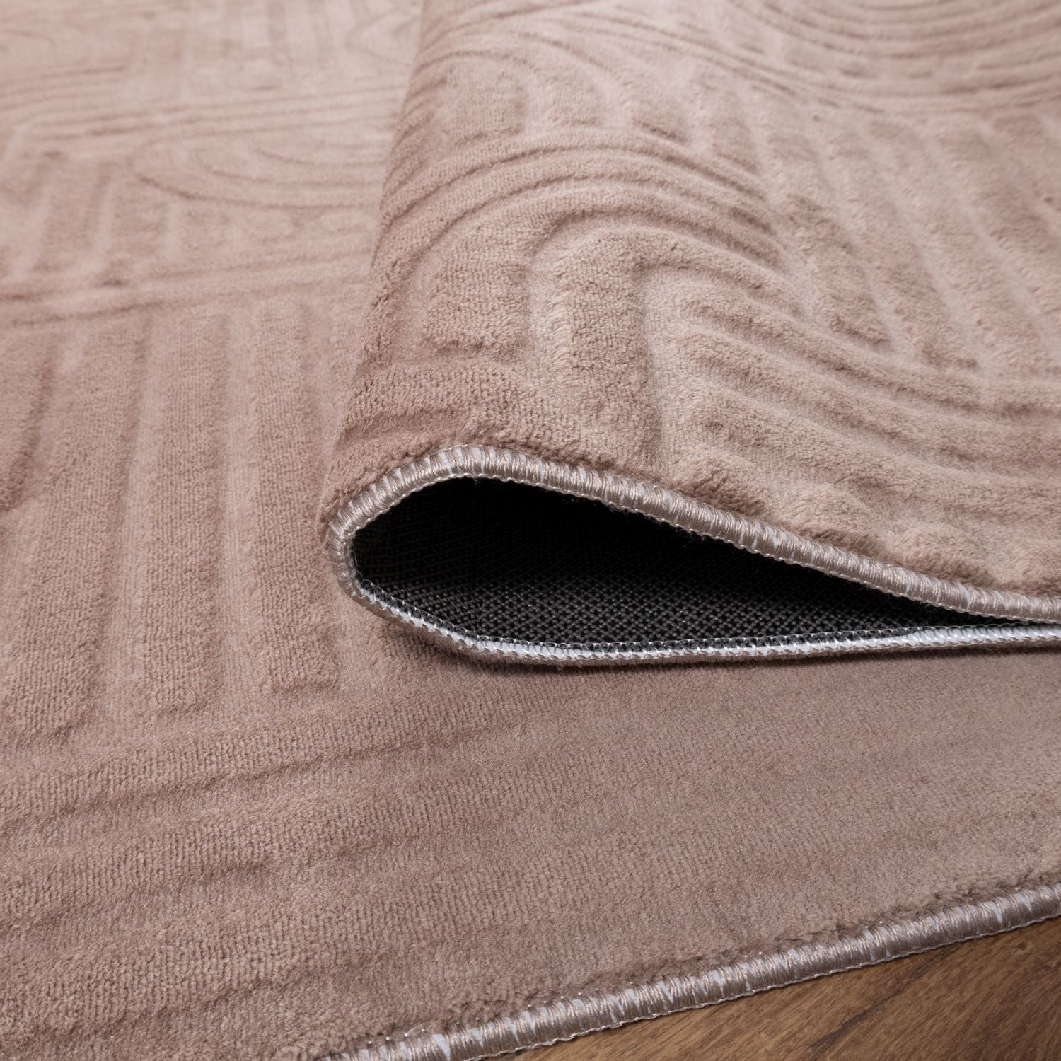 Taupe Tapijt Wasbaar Laagpolig Vloerkleed met Anti Slip Omid Japandi Stijl Wasbaar op 30° - Omid Carpets