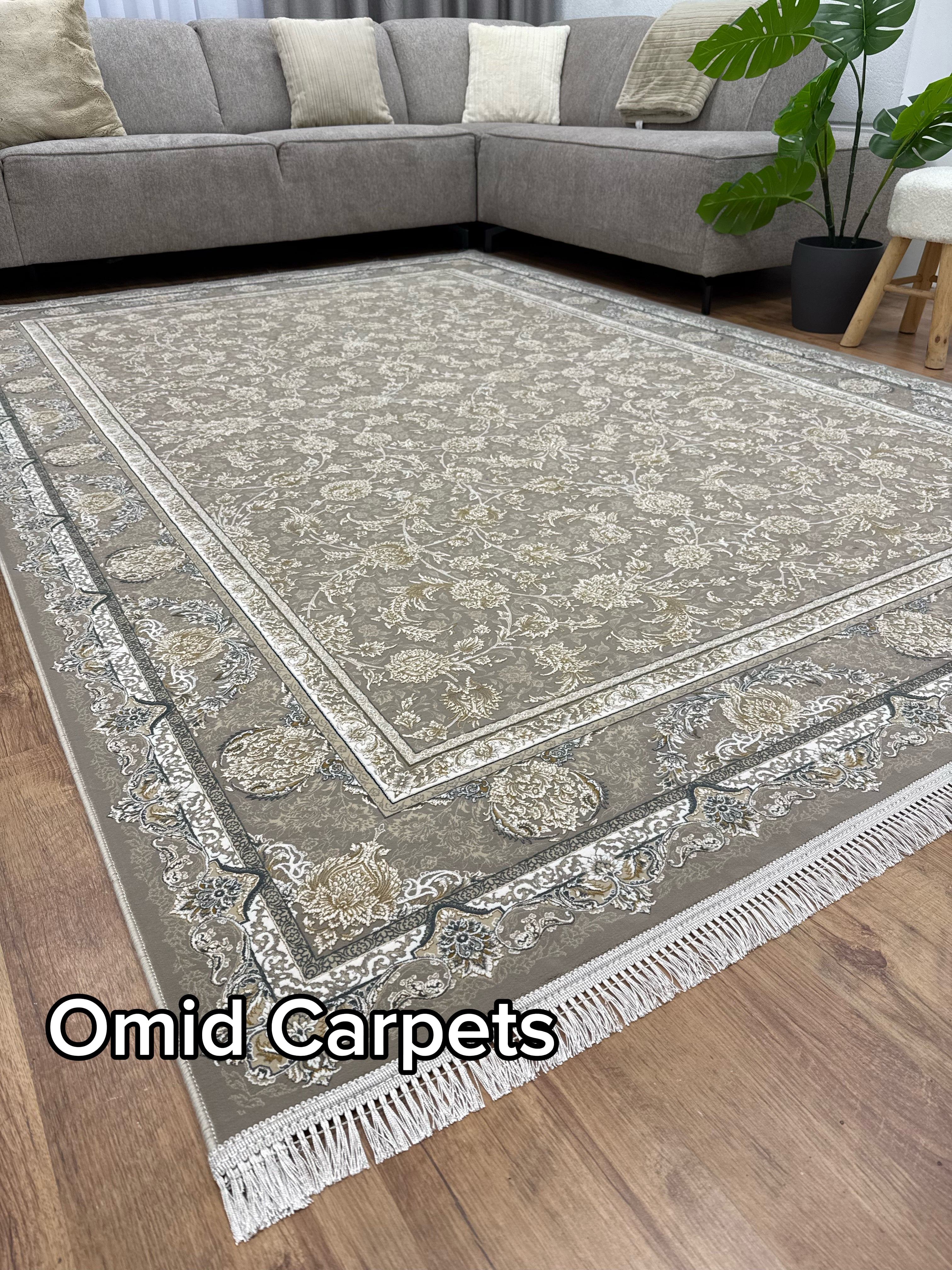 قالین 1500 شانه * Beige Tapijt Laagpolig Klassiek Vloerkleed - Omid Premium Classic Hand Look - 4,5 Miljoen punten/m²