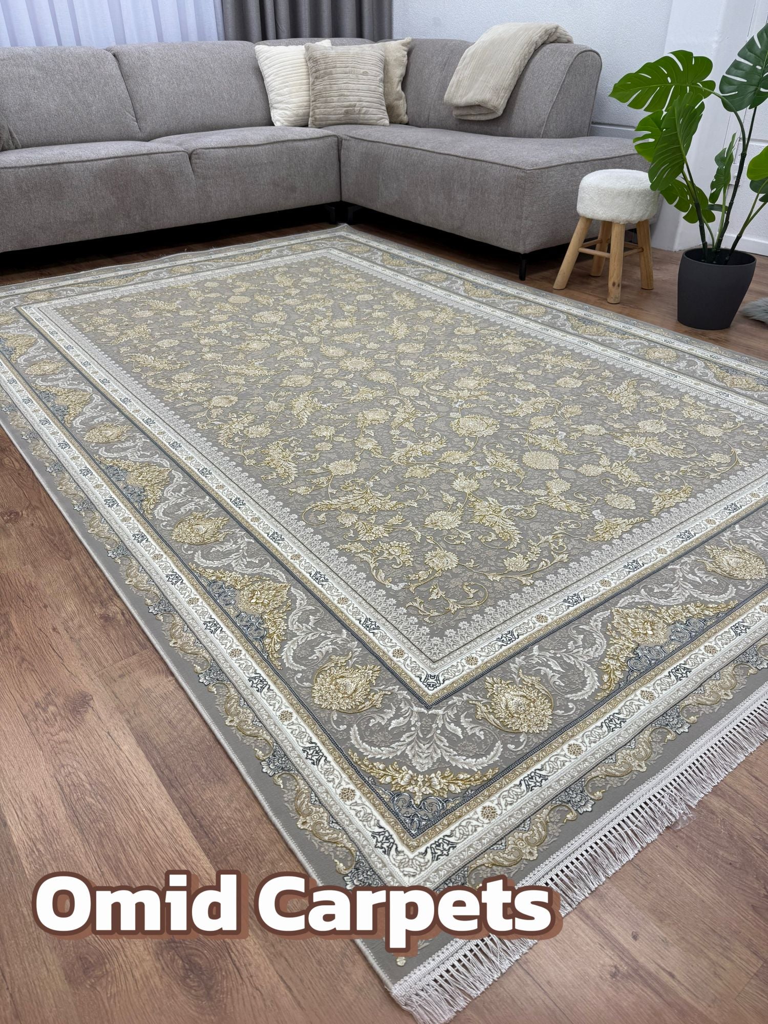 قالین 1500 شانه * Beige Tapijt Laagpolig Klassiek Vloerkleed - Omid Premium Classic Hand Look - 4,5 Miljoen punten/m²