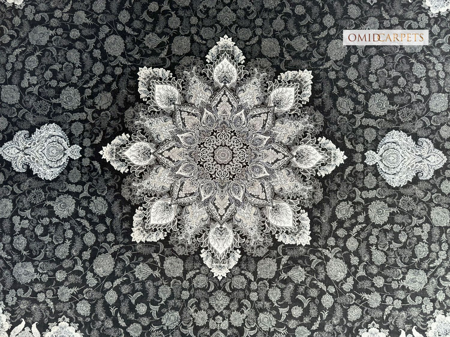 قالین 1200 شانه * Zwart Tapijt Laagpolig Klassiek Vloerkleed - Omid Premium Classic Hand Look - 3 Miljoen punten/m²