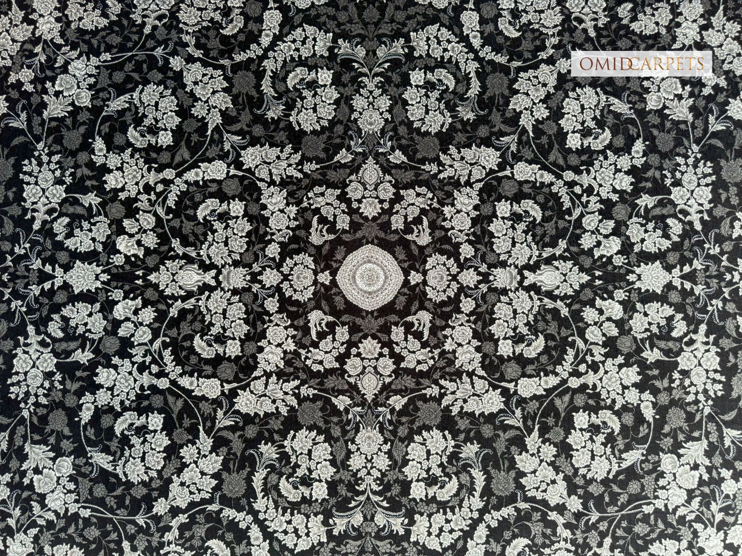 قالین 1200 شانه * Zwart Tapijt Laagpolig Klassiek Vloerkleed - Omid Premium Classic Hand Look - 3 Miljoen punten/m²