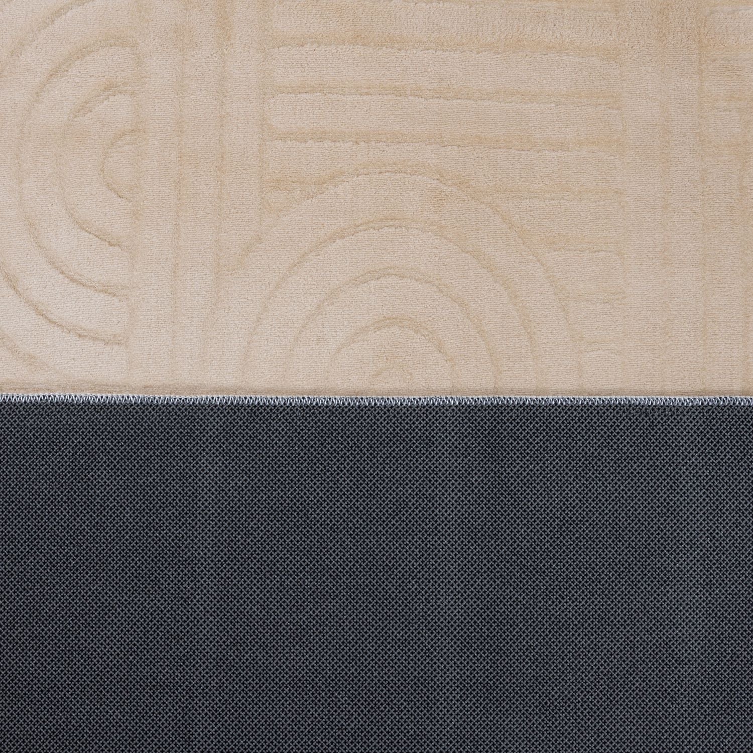 Beige Tapijt Wasbaar Laagpolig Vloerkleed met Anti Slip Omid Japandi Stijl Wasbaar op 30° - Omid Carpets