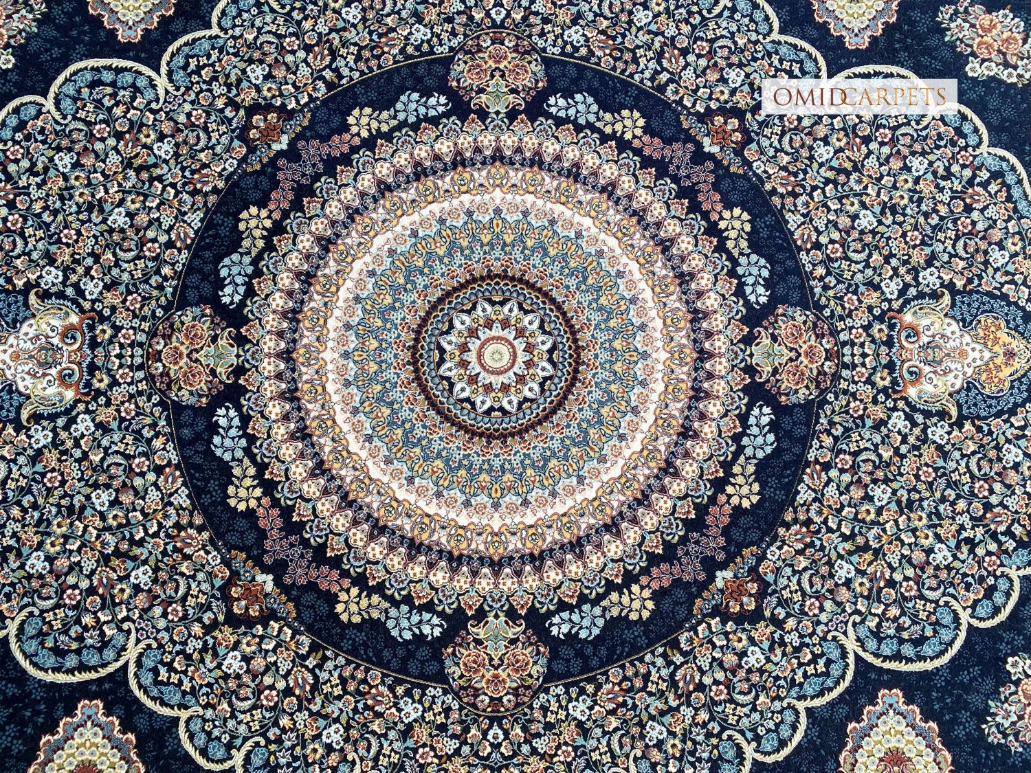 قالین 1200 شانه * Blauw Tapijt Laagpolig Klassiek Vloerkleed - Omid Premium Classic Hand Look - 3 Miljoen punten/m²