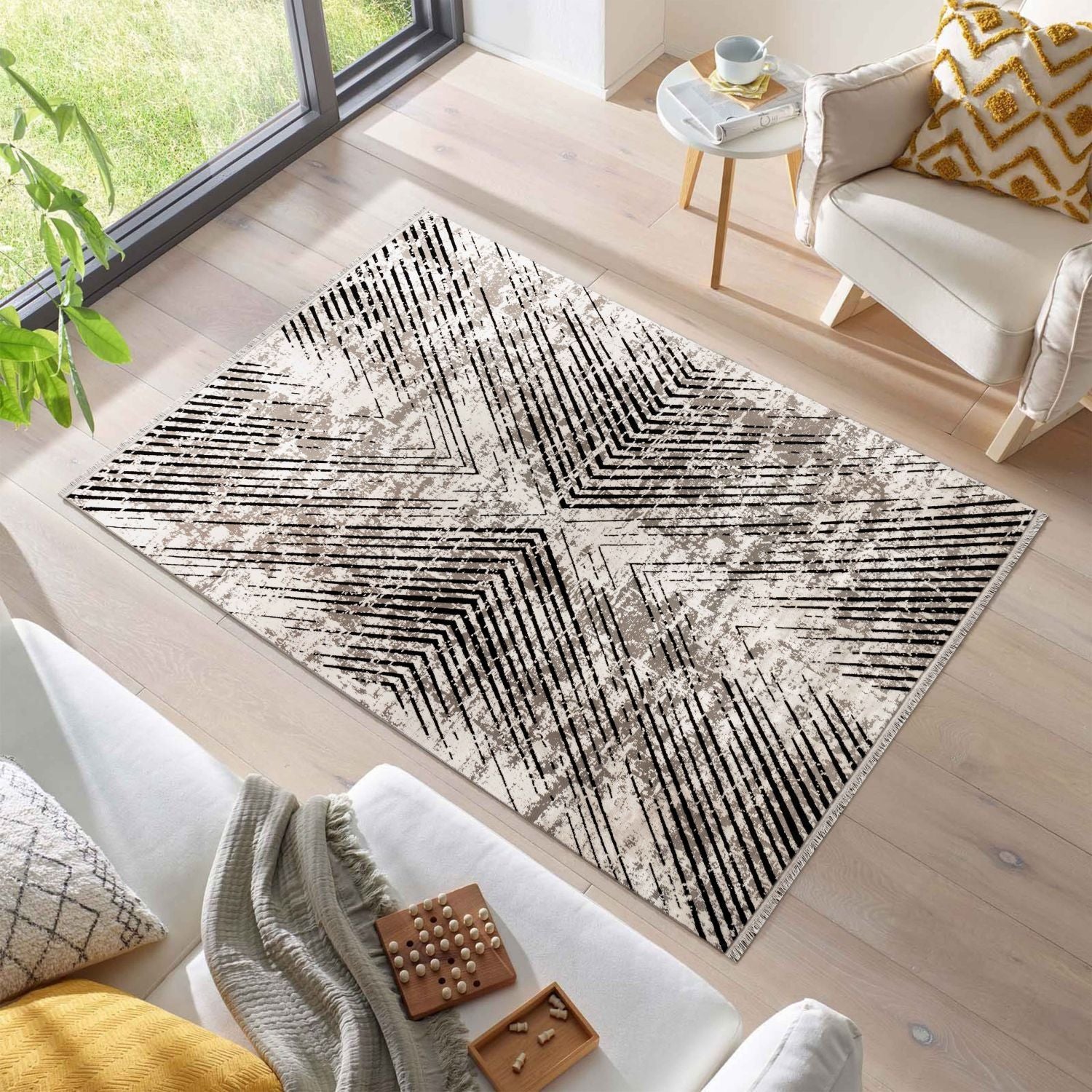 Beige Tapijt Laagpolig Vloerkleed Omid Duotone Delights