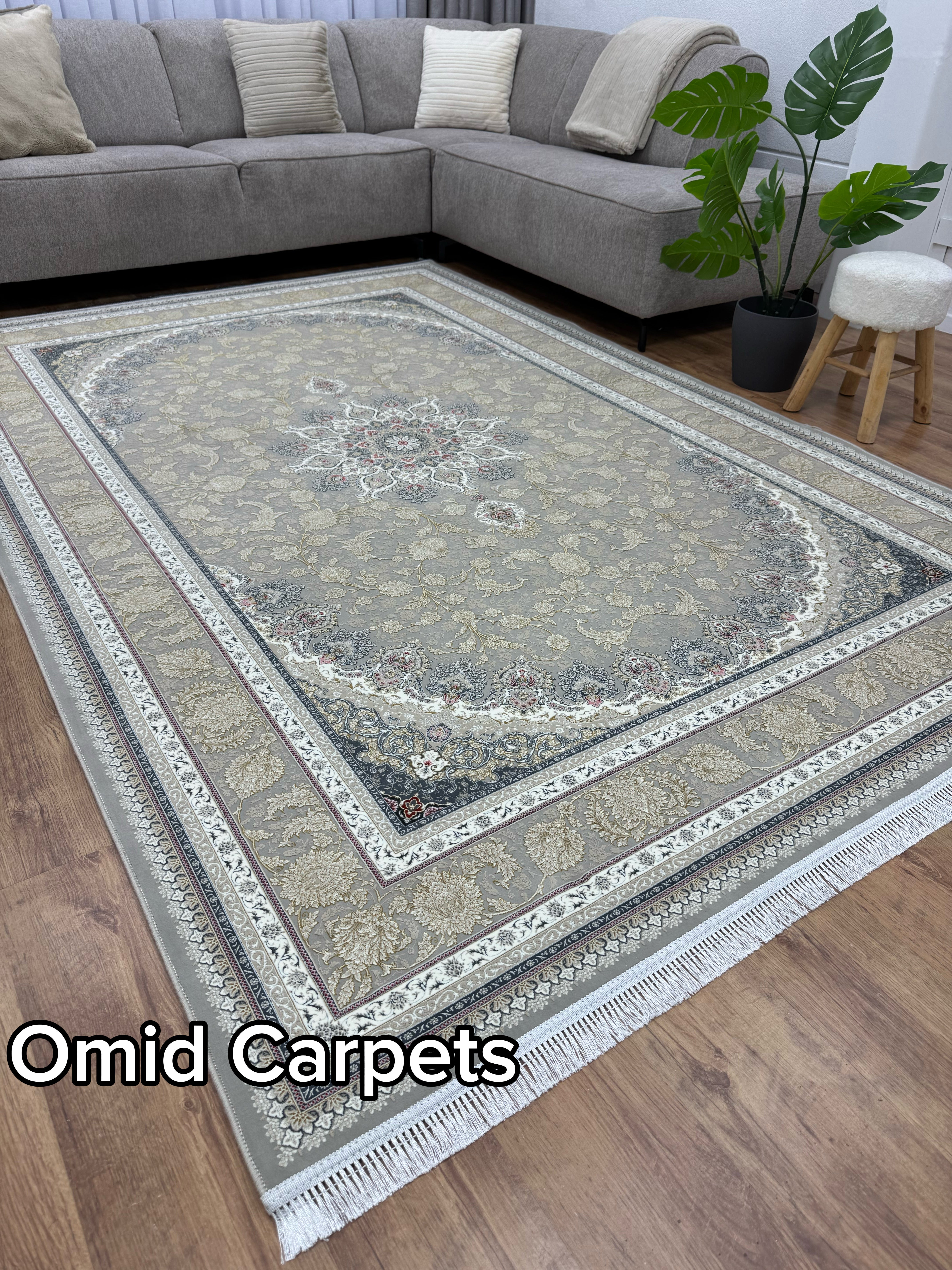 قالین 1500 شانه * Beige Tapijt Laagpolig Klassiek Vloerkleed - Omid Premium Classic Hand Look - 4,5 Miljoen punten/m² - Omid Carpets