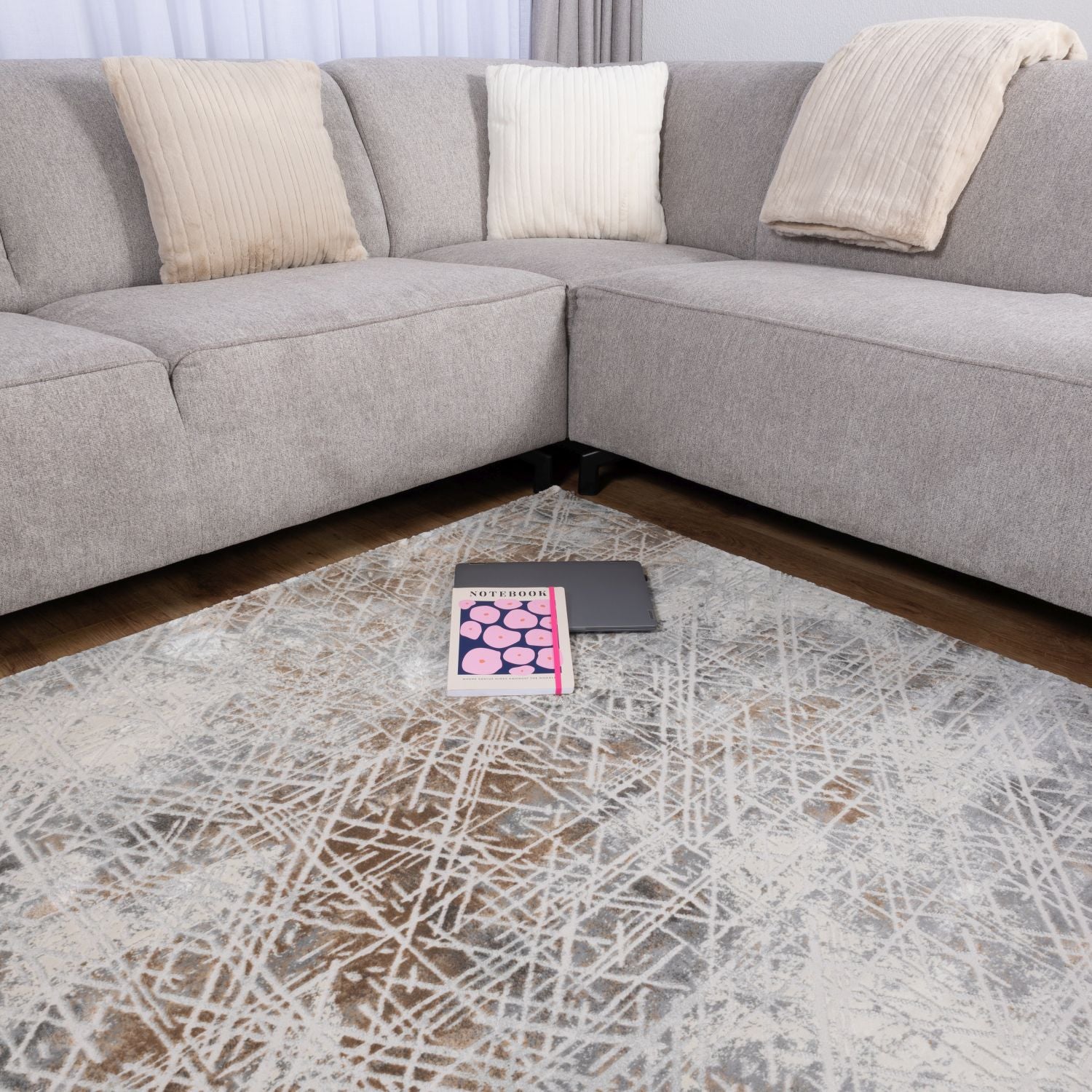 Grijs Tapijt Laagpolig Vloerkleed Omid Abstract Luxury - Omid Carpets