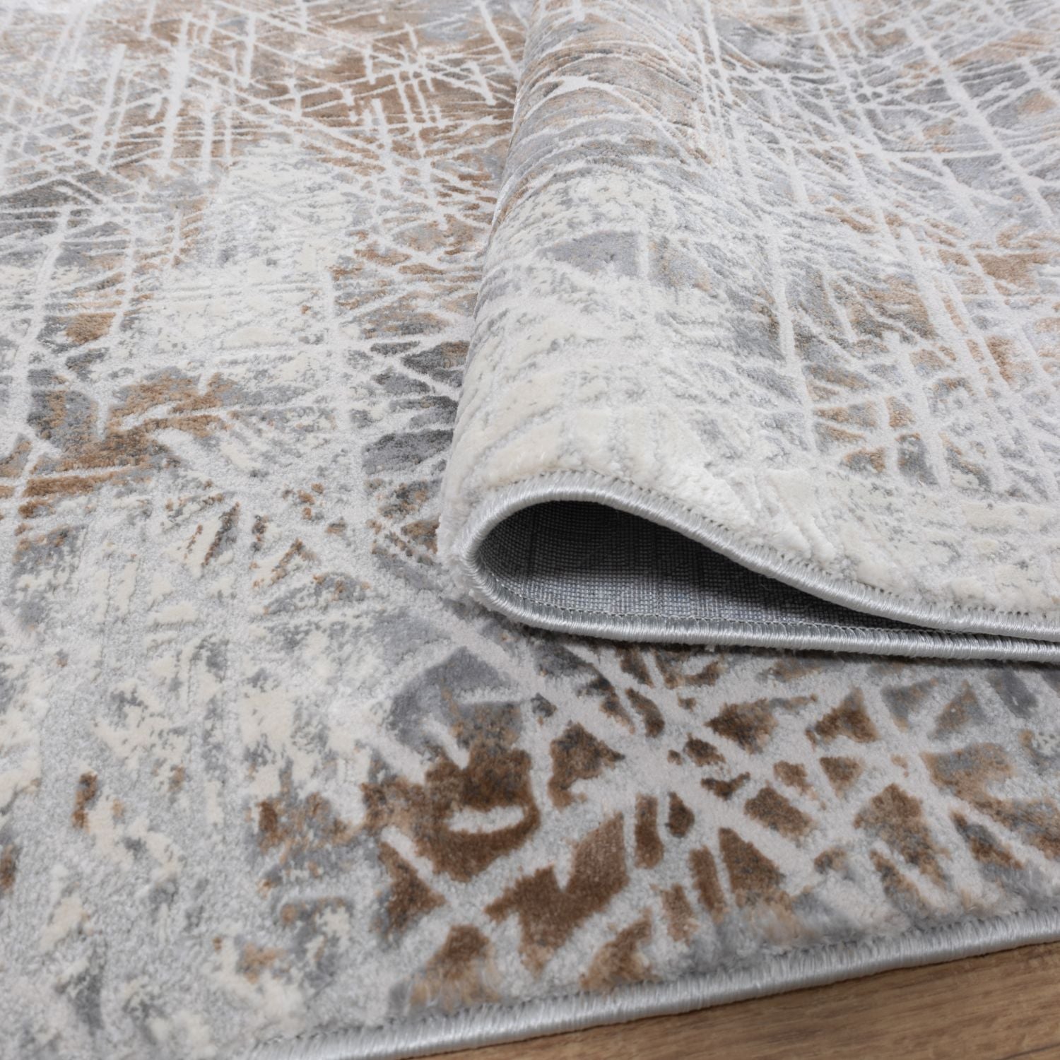 Grijs Tapijt Laagpolig Vloerkleed Omid Abstract Luxury - Omid Carpets