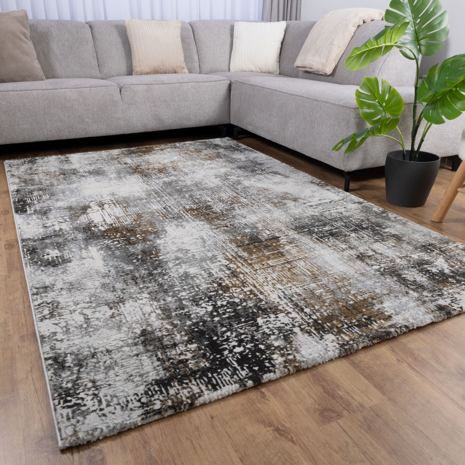 Grijs Tapijt Laagpolig Vloerkleed Omid Abstract Luxury - Omid Carpets