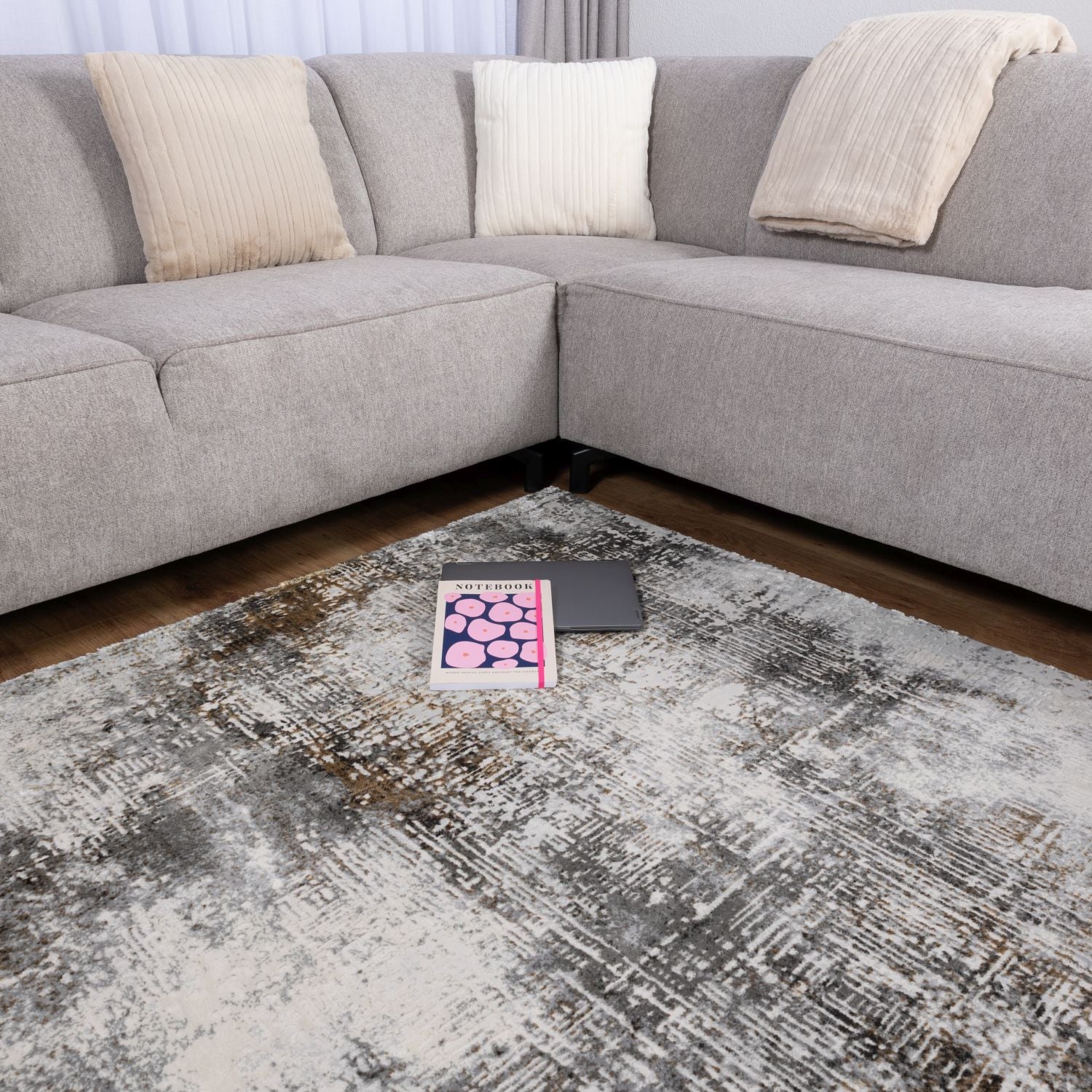 Grijs Tapijt Laagpolig Vloerkleed Omid Abstract Luxury - Omid Carpets