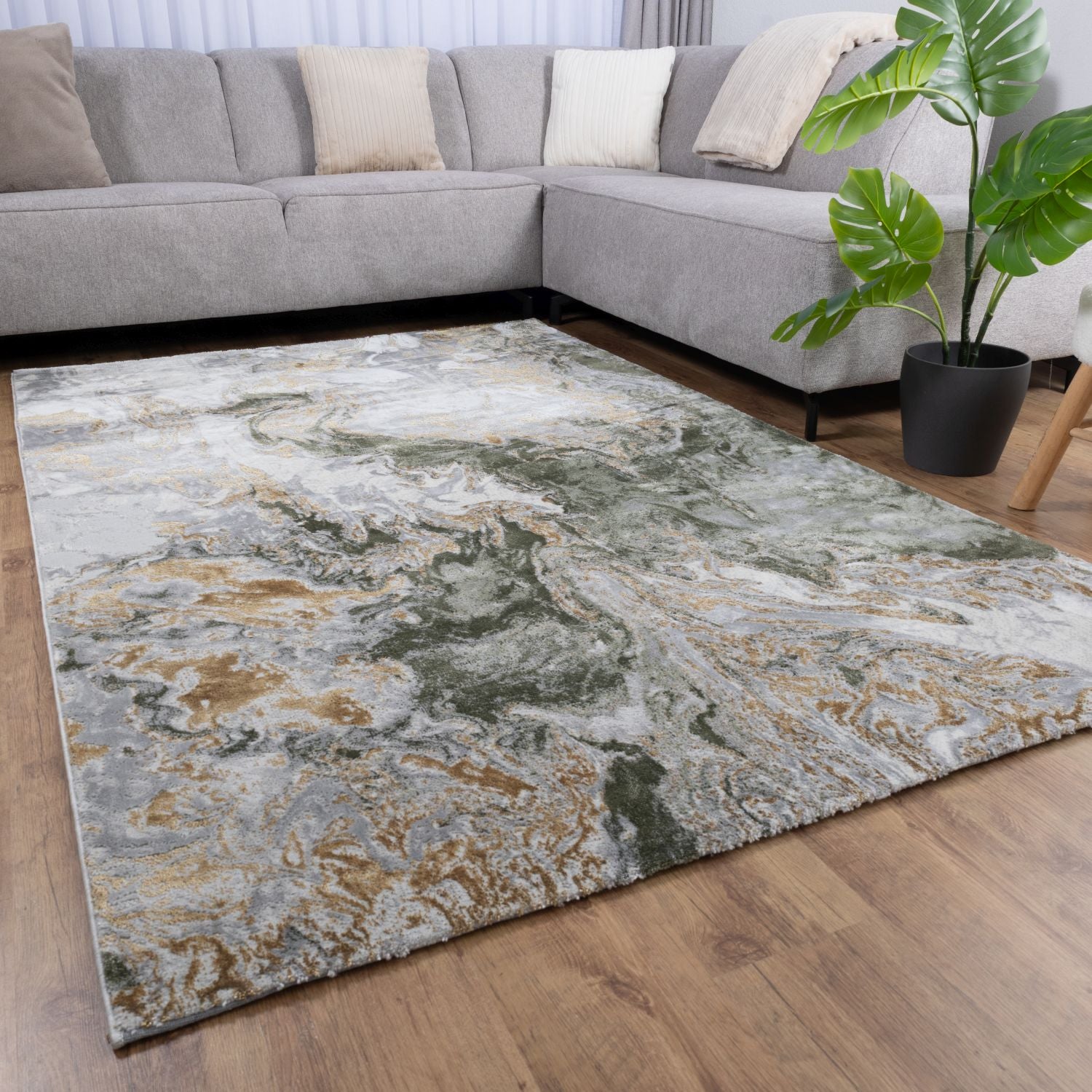 Grijs Tapijt Laagpolig Vloerkleed Omid Abstract Luxury - Omid Carpets