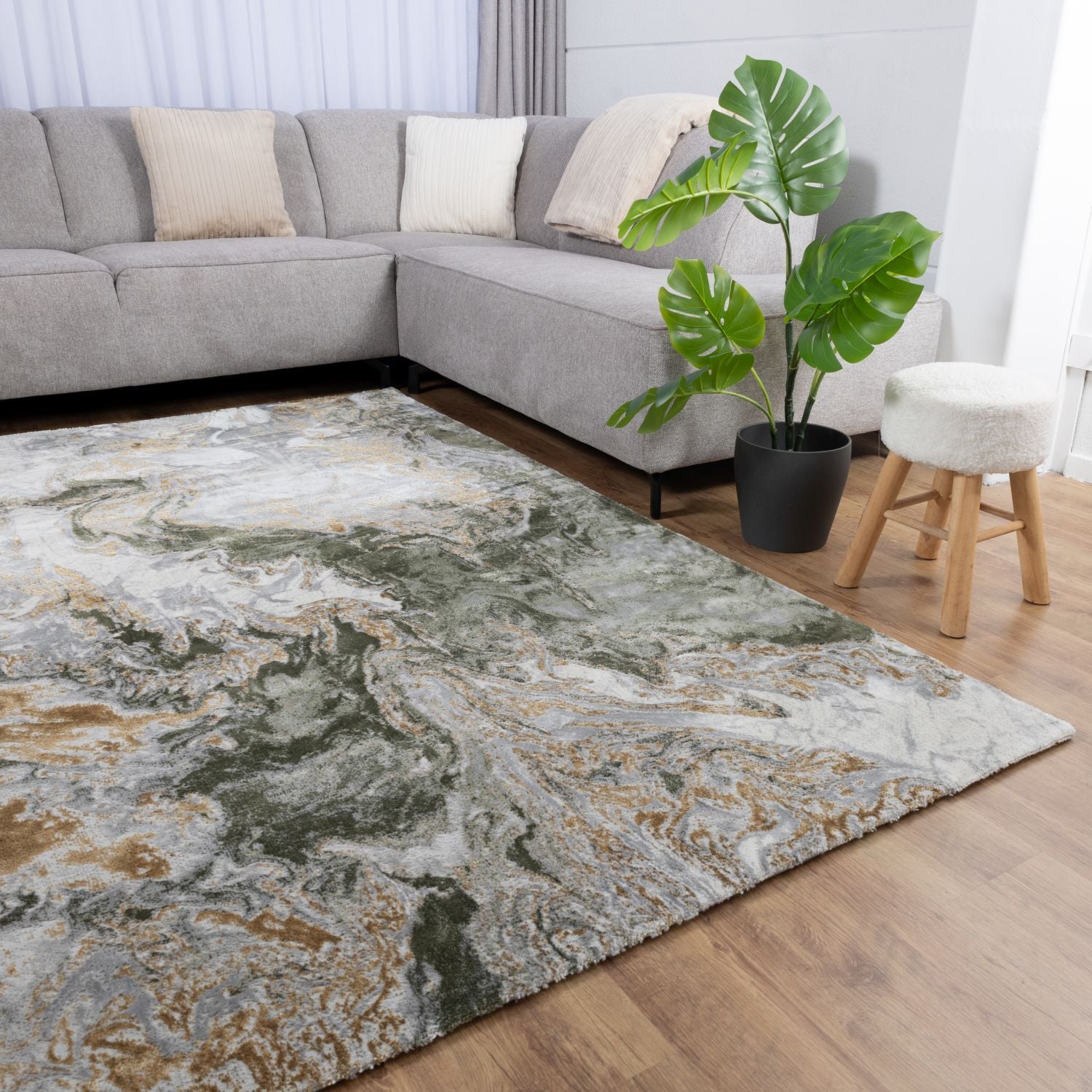 Grijs Tapijt Laagpolig Vloerkleed Omid Abstract Luxury - Omid Carpets