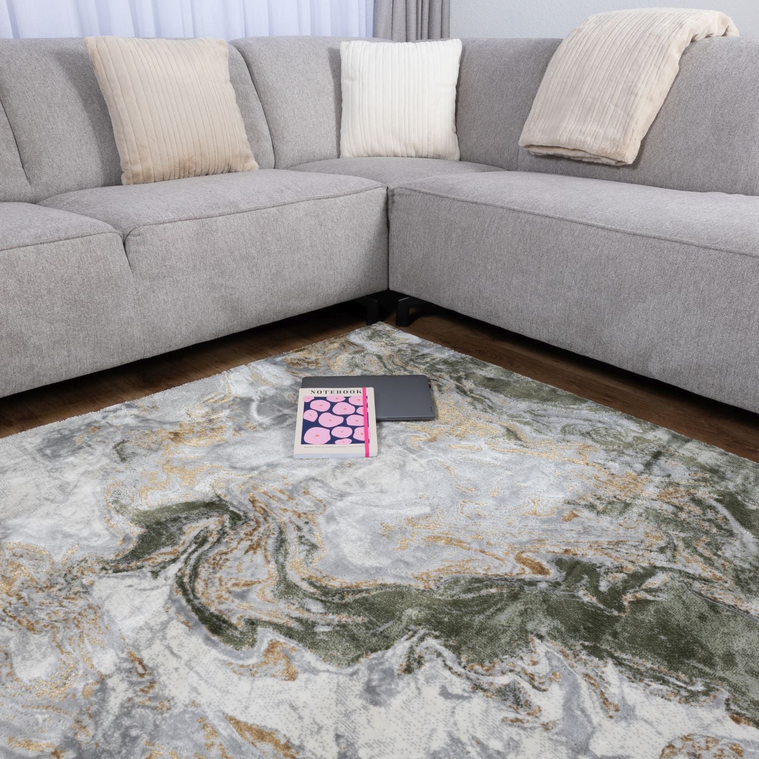 Grijs Tapijt Laagpolig Vloerkleed Omid Abstract Luxury - Omid Carpets