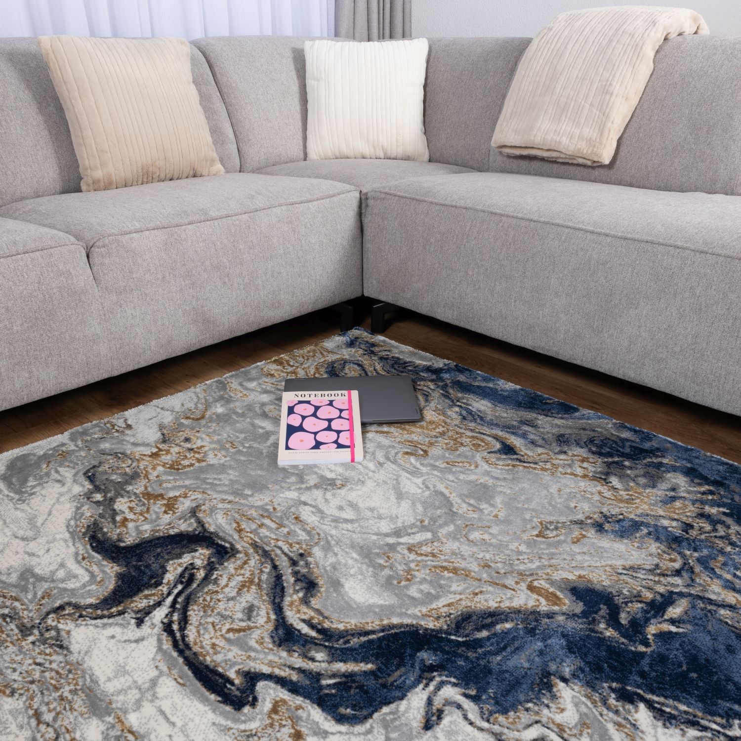Grijs Tapijt Laagpolig Vloerkleed Omid Abstract Luxury - Omid Carpets