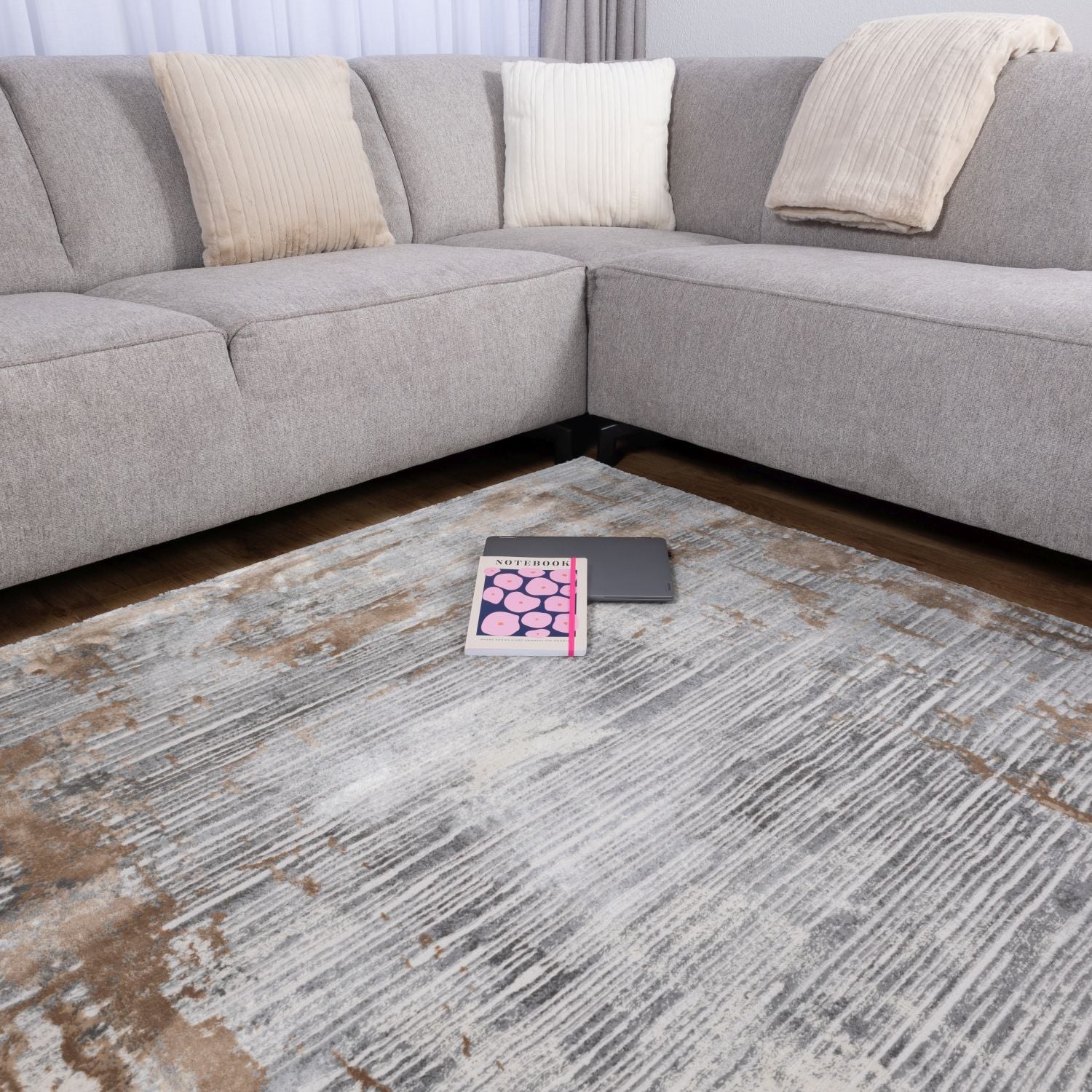 Grijs Tapijt Laagpolig Vloerkleed Omid Abstract Luxury - Omid Carpets