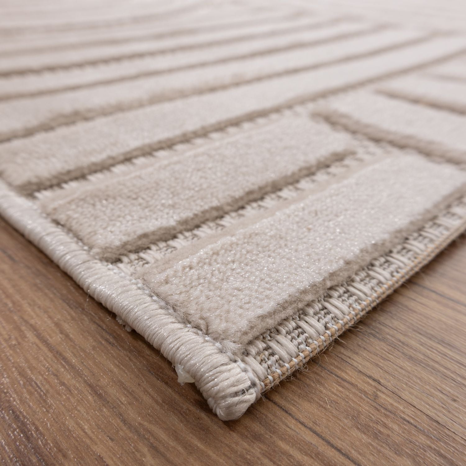 Beige Tapijt Laagpolig Vloerkleed Omid Soft Japandi