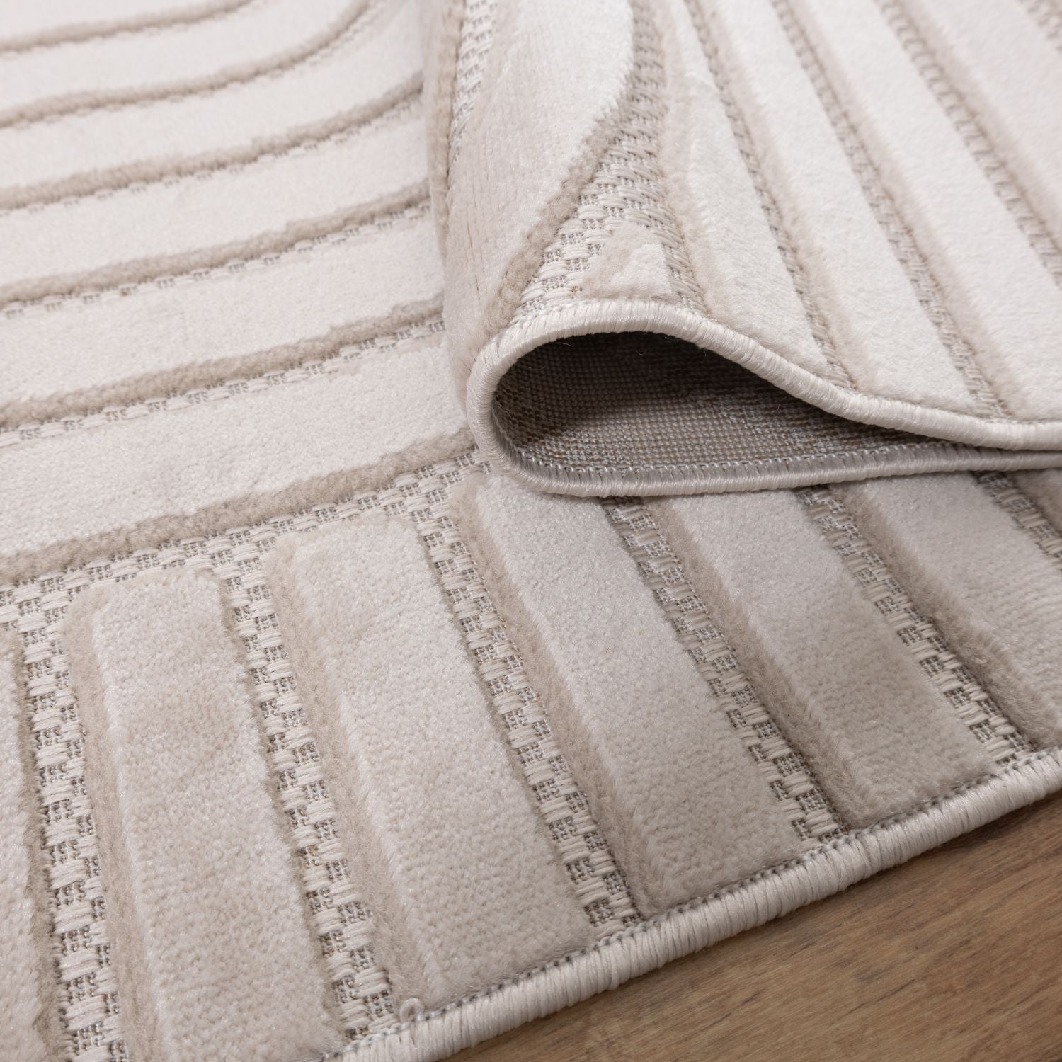 Beige Tapijt Laagpolig Vloerkleed Omid Soft Japandi