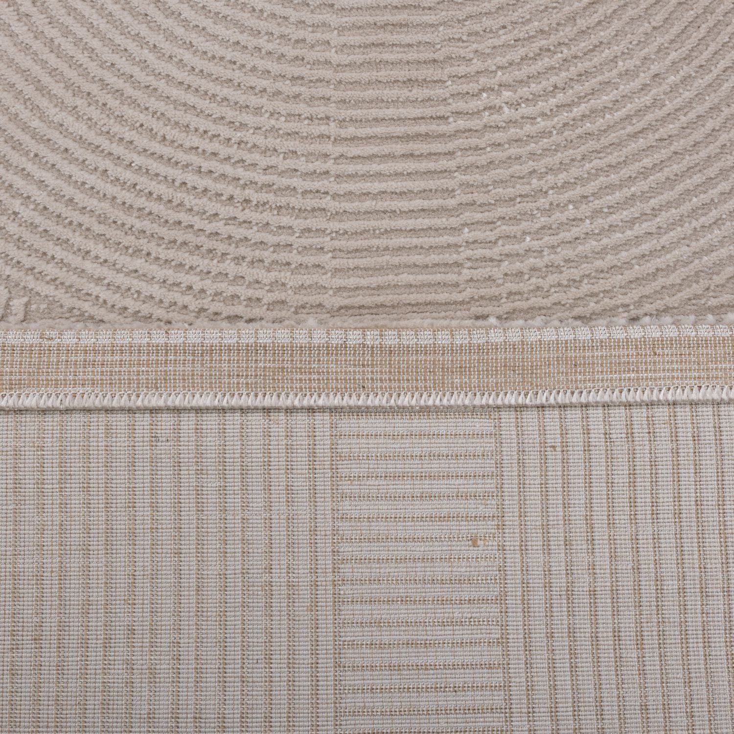Beige Tapijt Kwalitatief Laagpolig Vloerkleed Omid Premium Touch 3D Toon op Toon Japandi Stijl