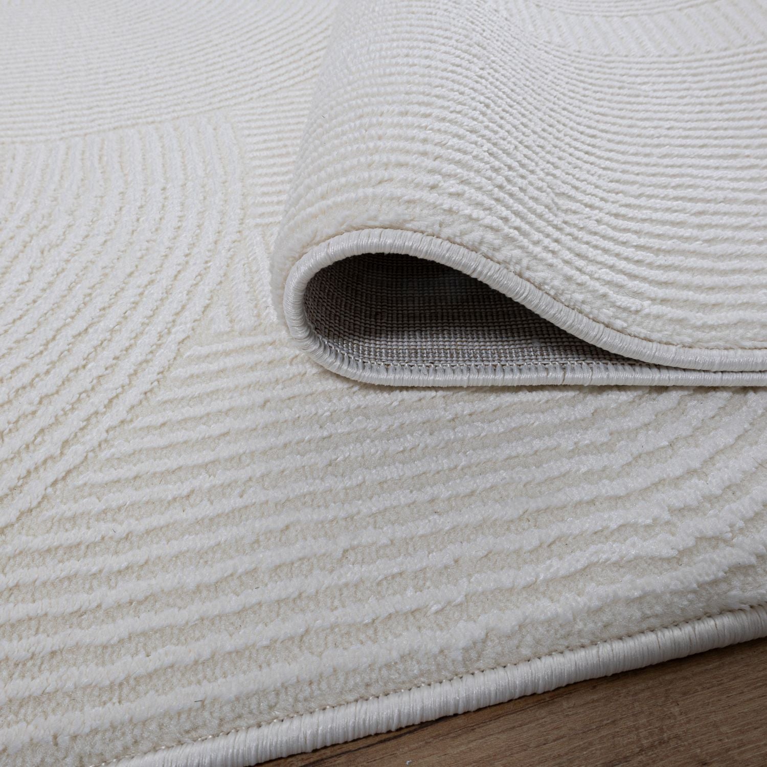 Crème Tapijt Kwalitatief Laagpolig Vloerkleed Omid Premium Touch 3D Toon op Toon Japandi Stijl