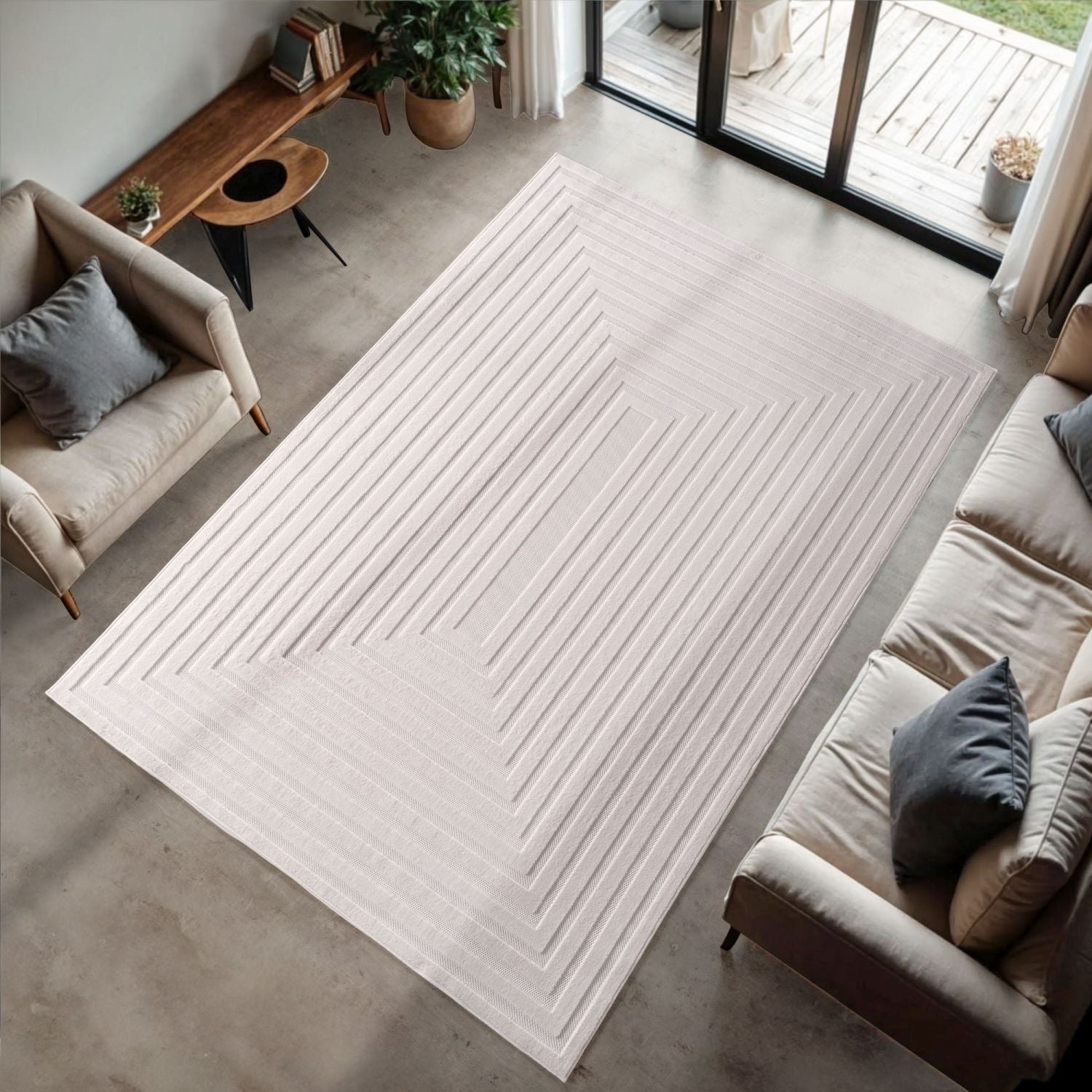 Crème Tapijt Laagpolig Vloerkleed Indoor/Outdoor
