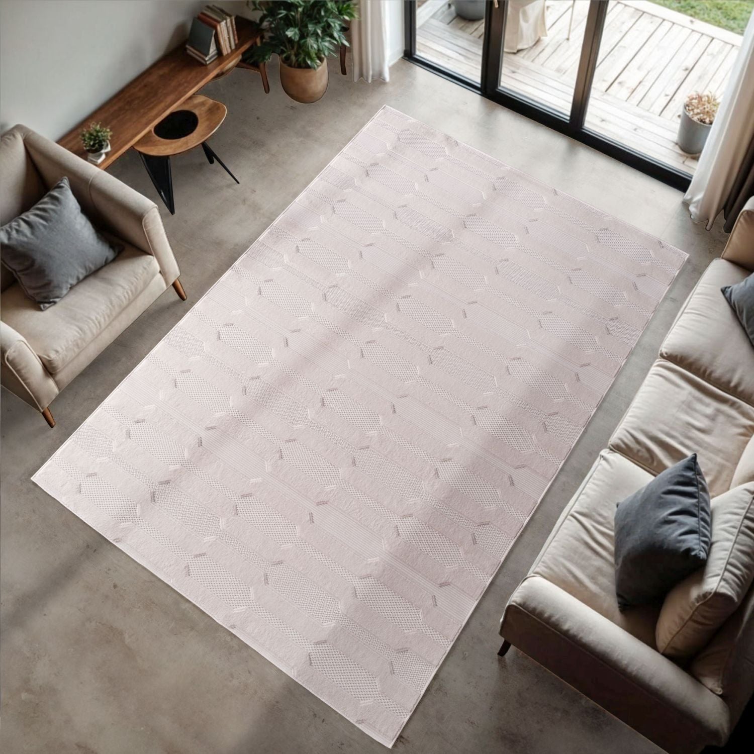 Crème Tapijt Laagpolig Vloerkleed Indoor/Outdoor