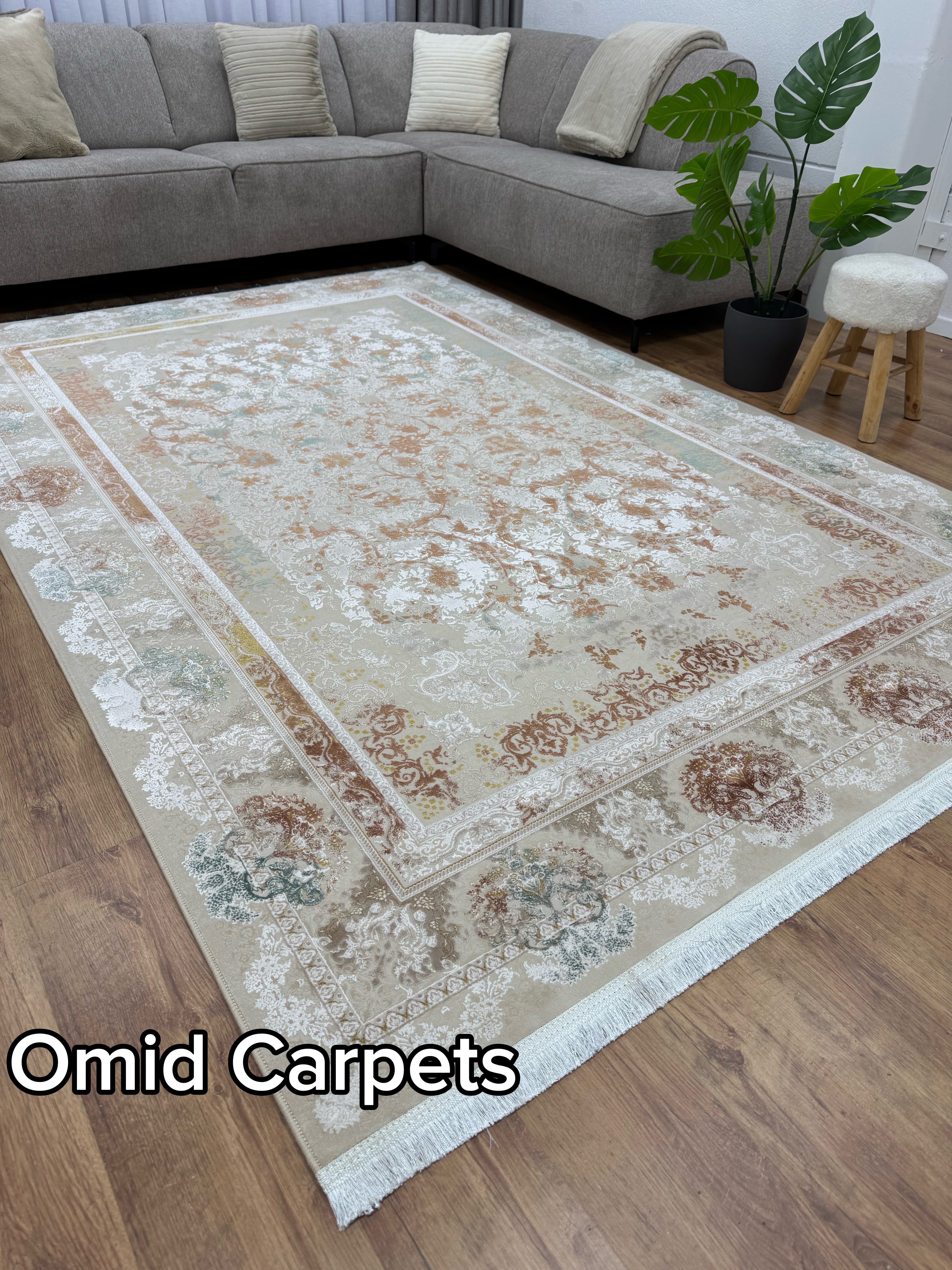 قالین 1200 شانه * Beige Tapijt Laagpolig Klassiek Vloerkleed - Omid Premium Classic Hand Look - 3 Miljoen punten/m² - Omid Carpets