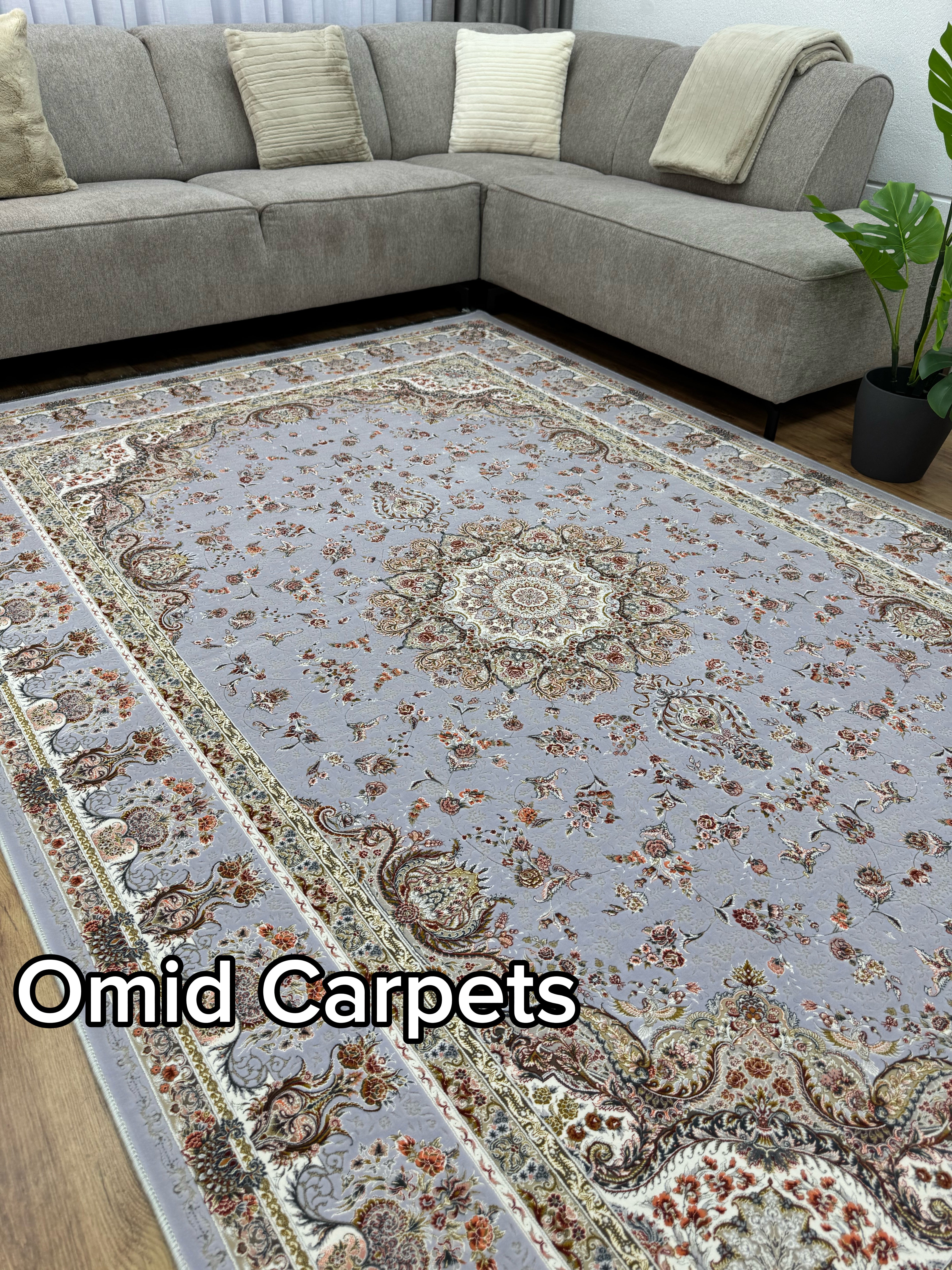 Tapis 1500 nœuds * Tapis noir à poils ras classique - Omid Premium Classic Aspect fait main - 4,5 millions de points/m²