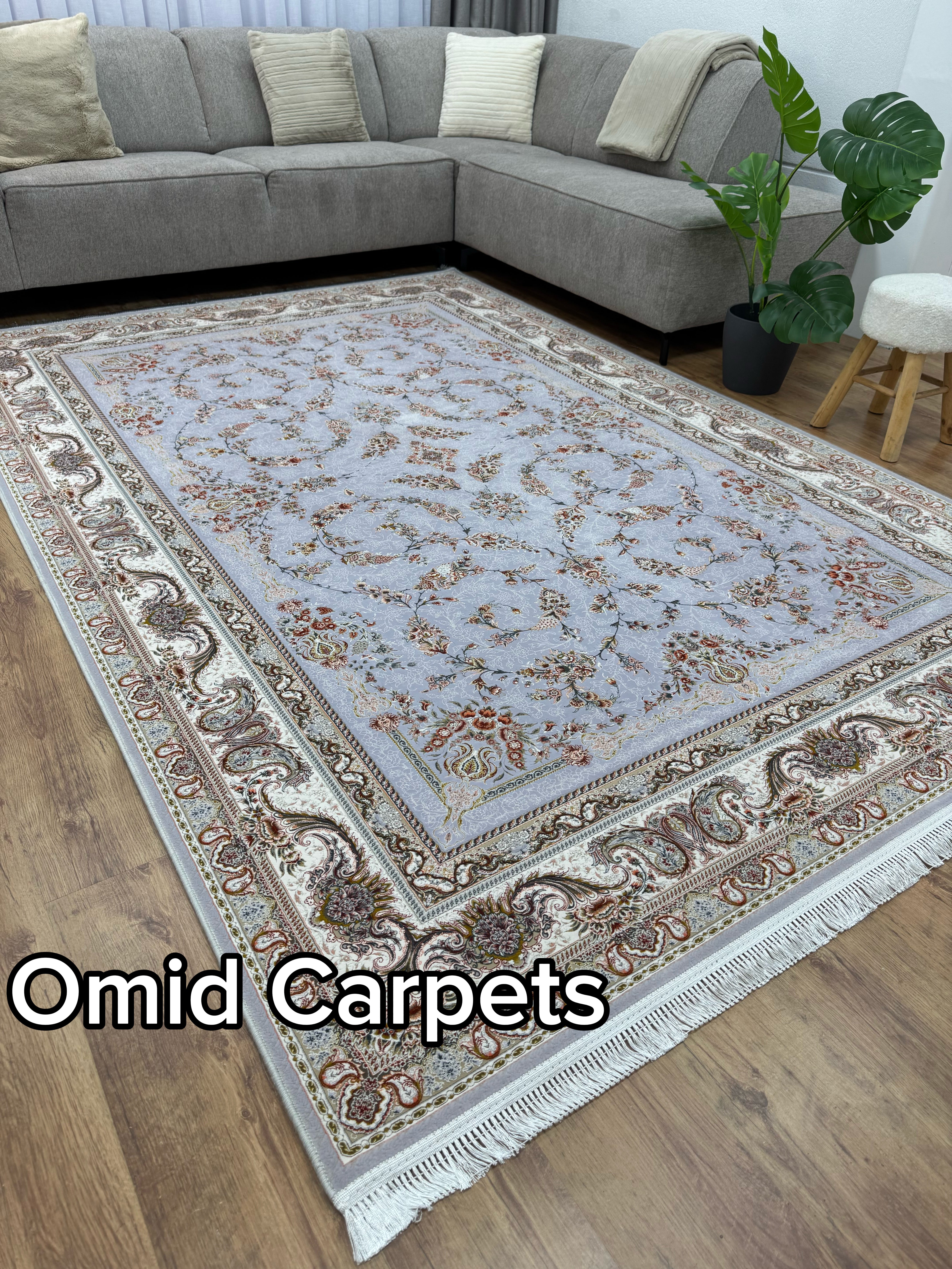 Tapis 1500 nœuds * Tapis noir à poils ras classique - Omid Premium Classic Aspect fait main - 4,5 millions de points/m²