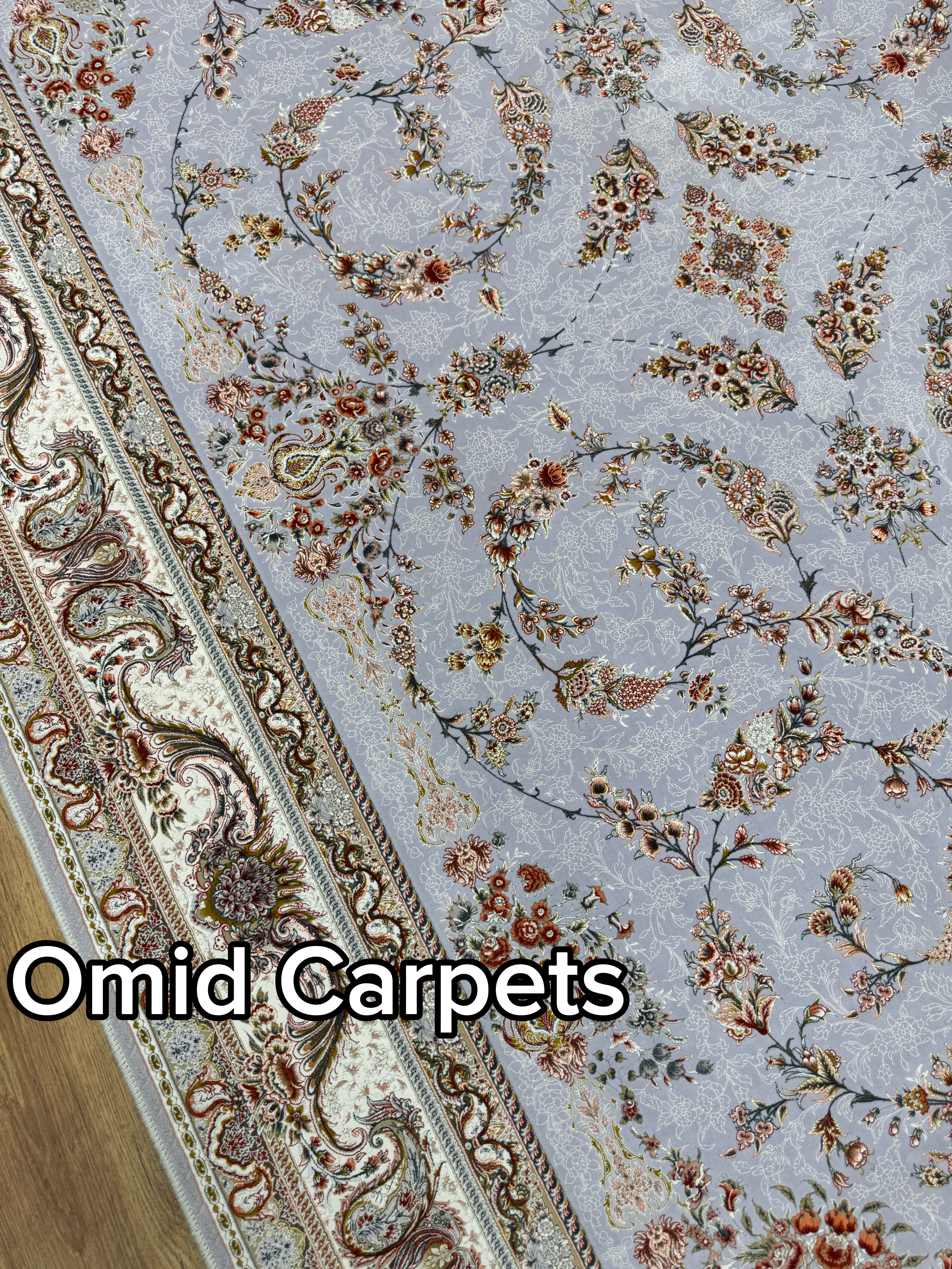 Tapis 1500 nœuds * Tapis noir à poils ras classique - Omid Premium Classic Aspect fait main - 4,5 millions de points/m²